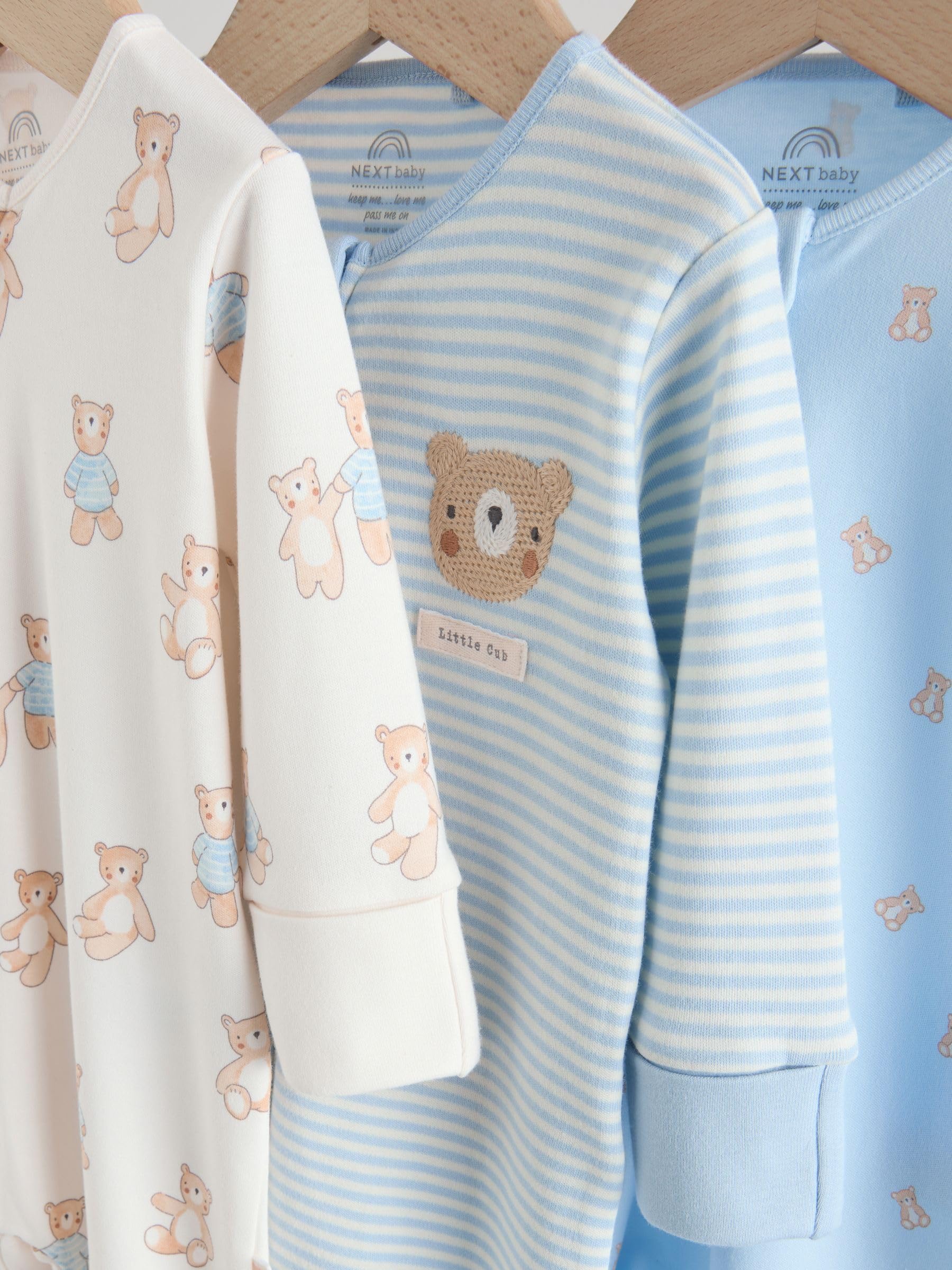 Next tutine neonato con zip 9-12 mesi confezione 3 pezzi cotone