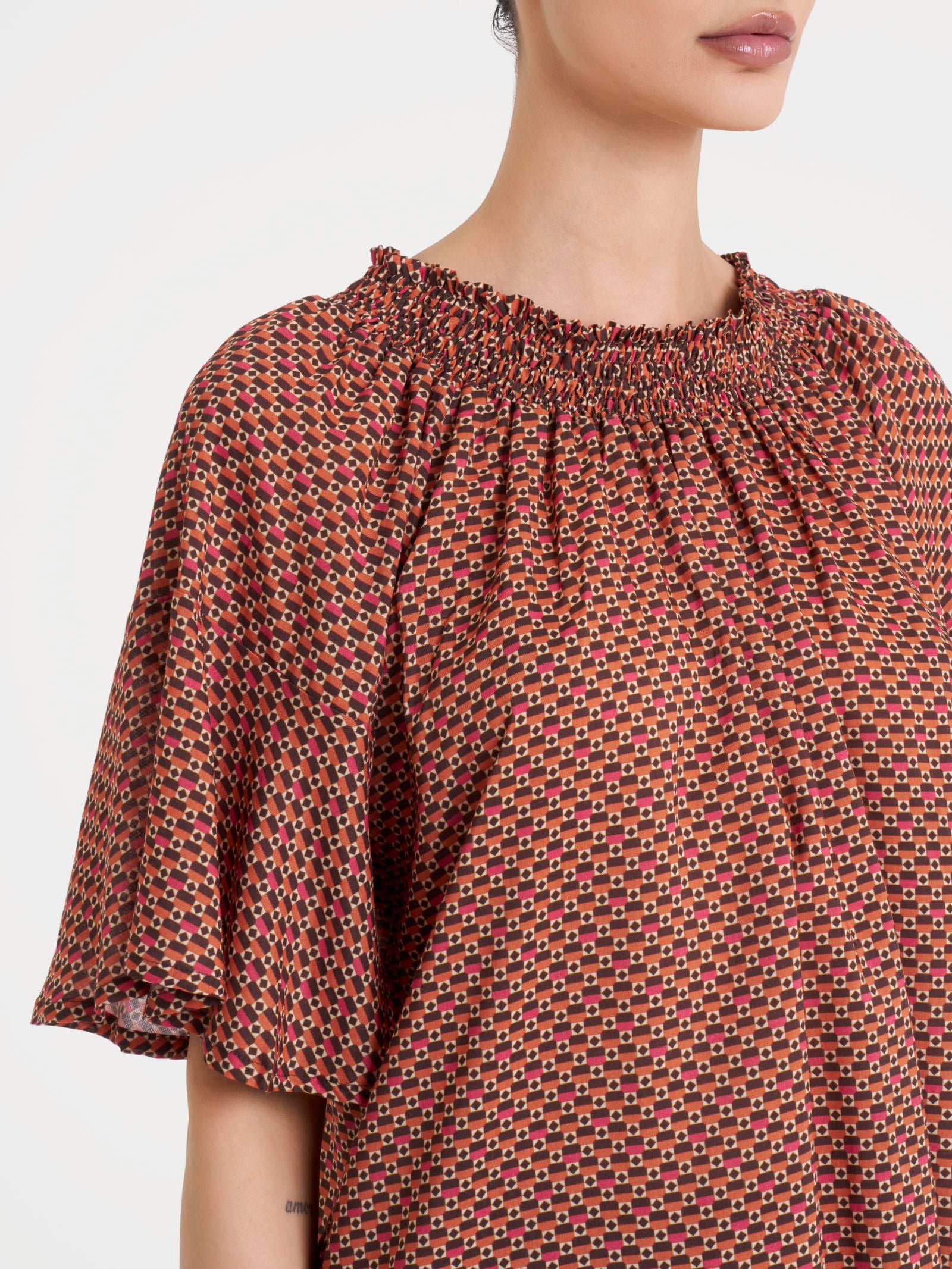 Ragno EcoSeta Maxi T-shirt maglietta Spice Route collo smock