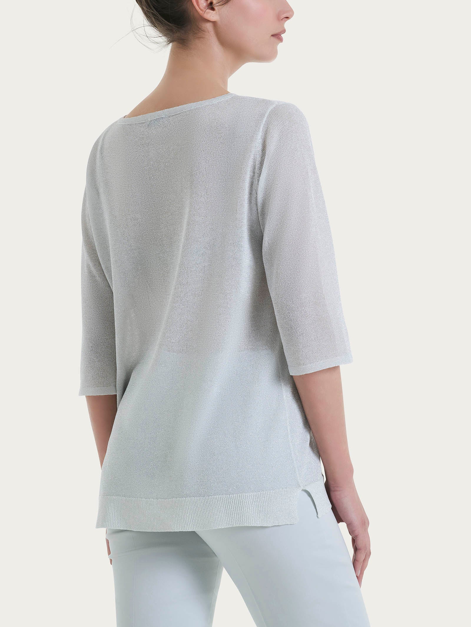 Ragno Viscosa Summer Maglia Barchetta Lurex Bianco 3/4