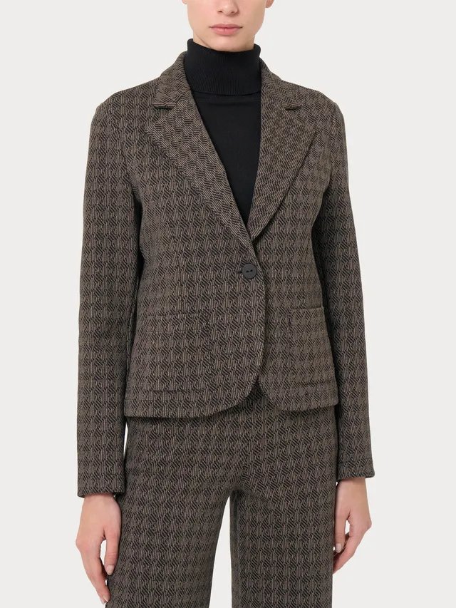 Ragno Compact blazer corto jacquard Pine Bark