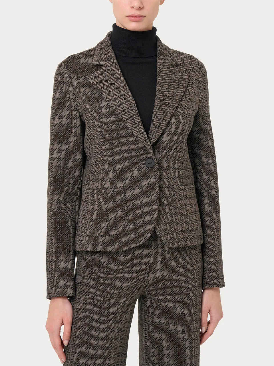 Ragno Compact blazer corto jacquard Pine Bark