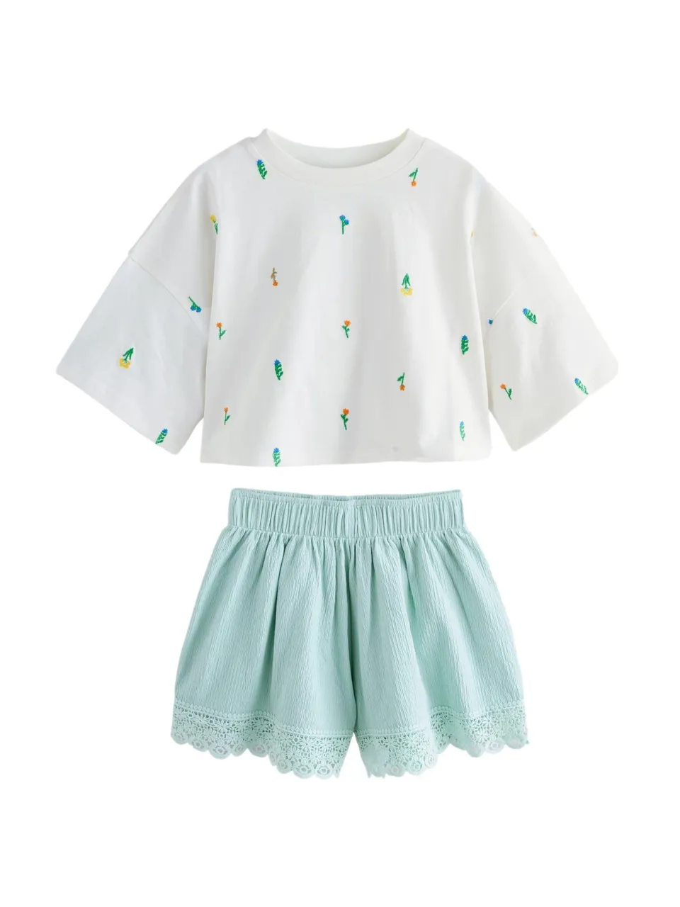 Next completo bambina maglietta e shorts 116 testurizzato