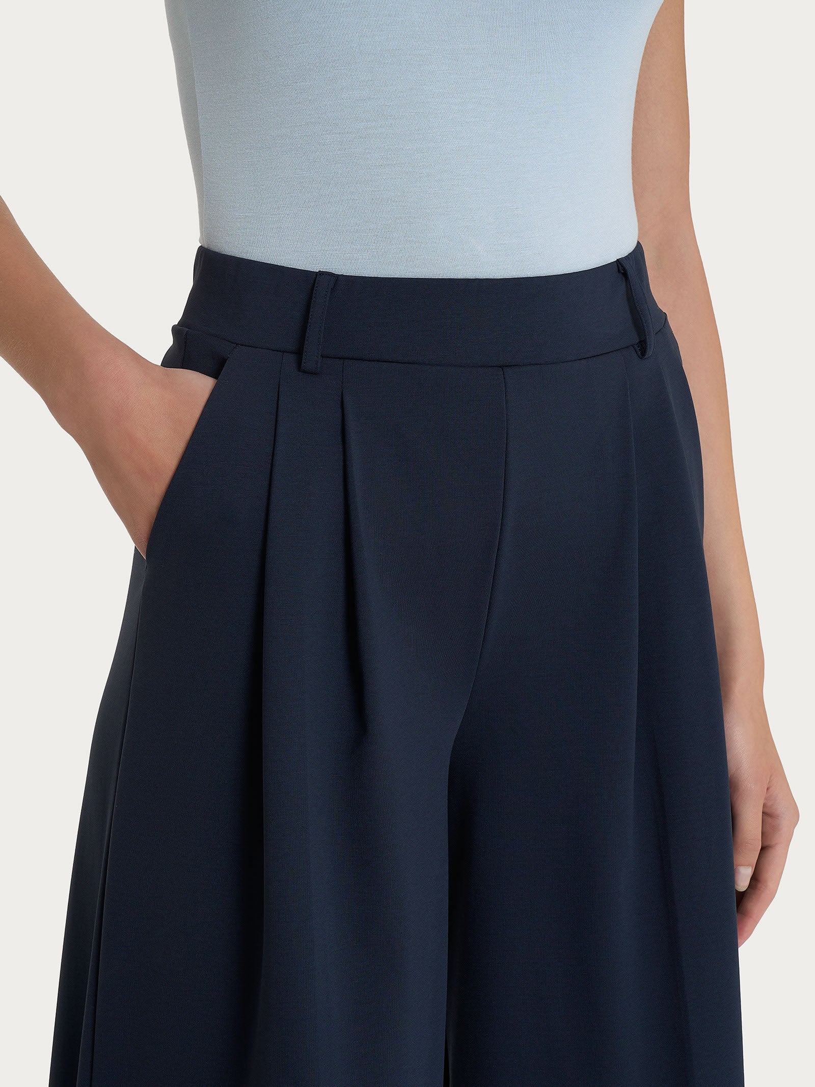 Ragno Compact Light pantalone palazzo Bleu pinces