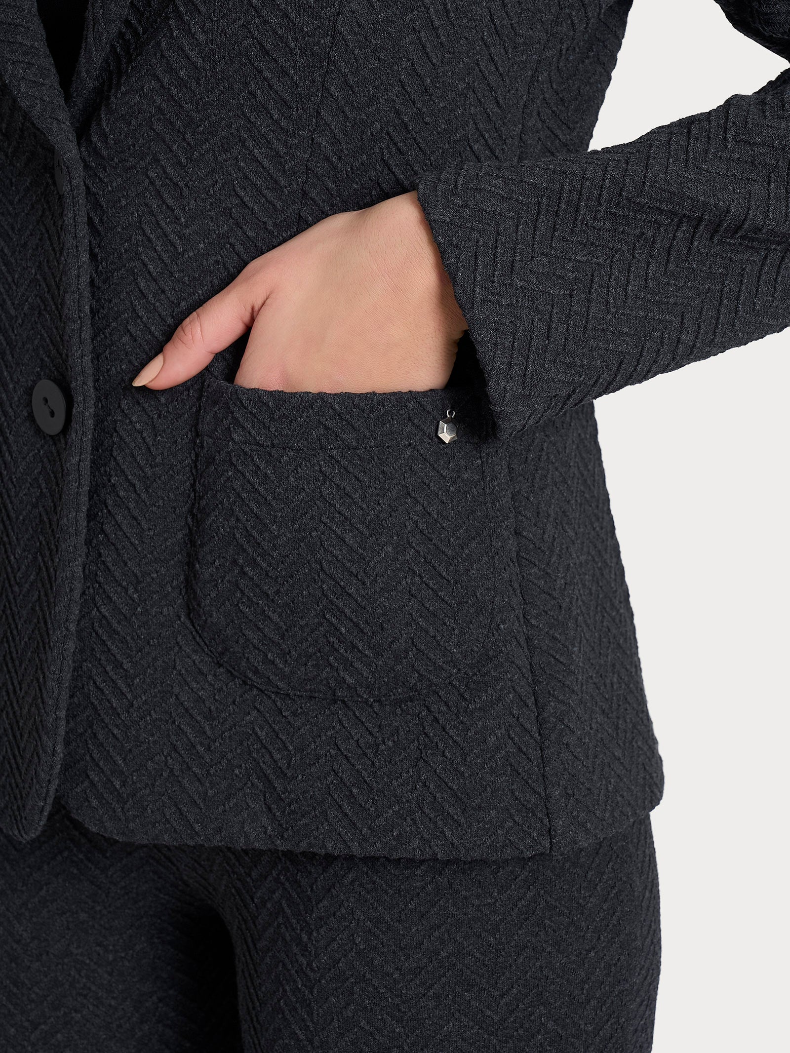 Ragno Eco Jacquard blazer oscuro due bottoni