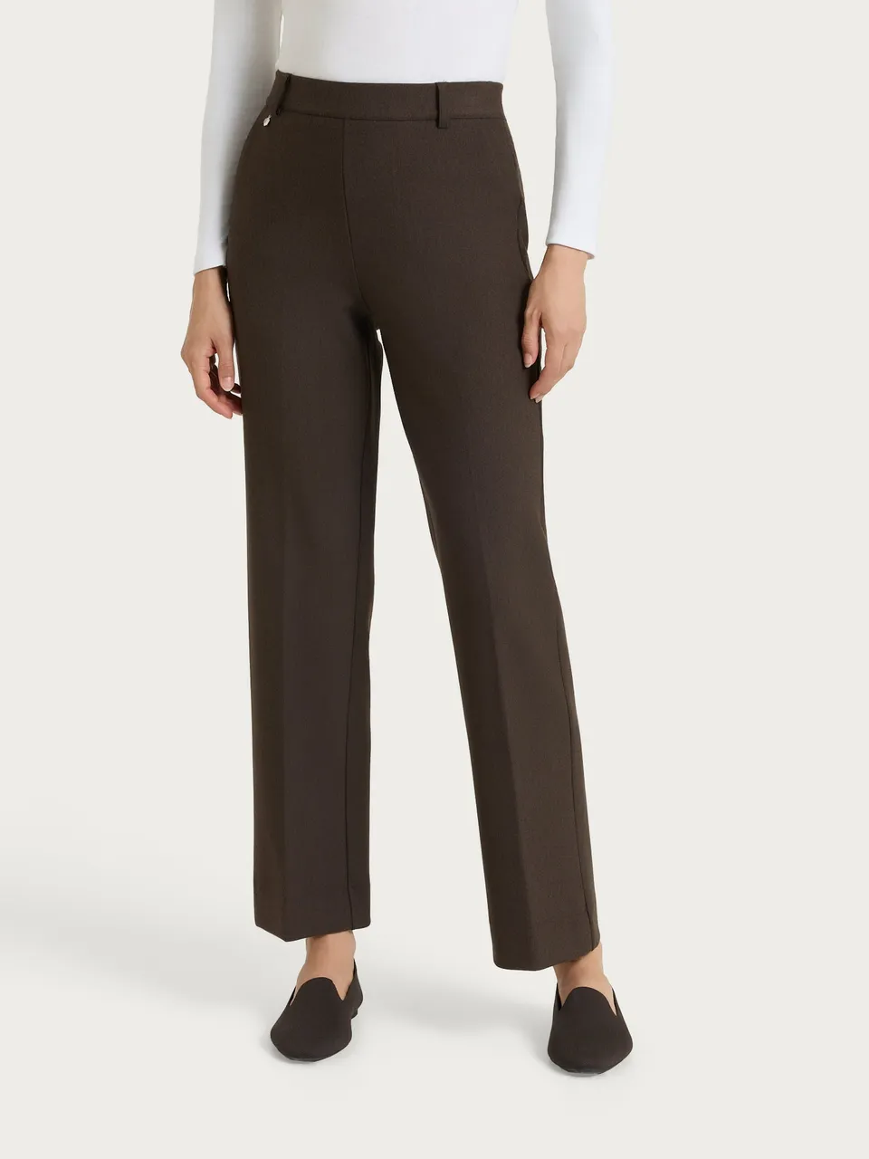 Ragno Compact pantalone flare con tasche ebano mel elasticizzato