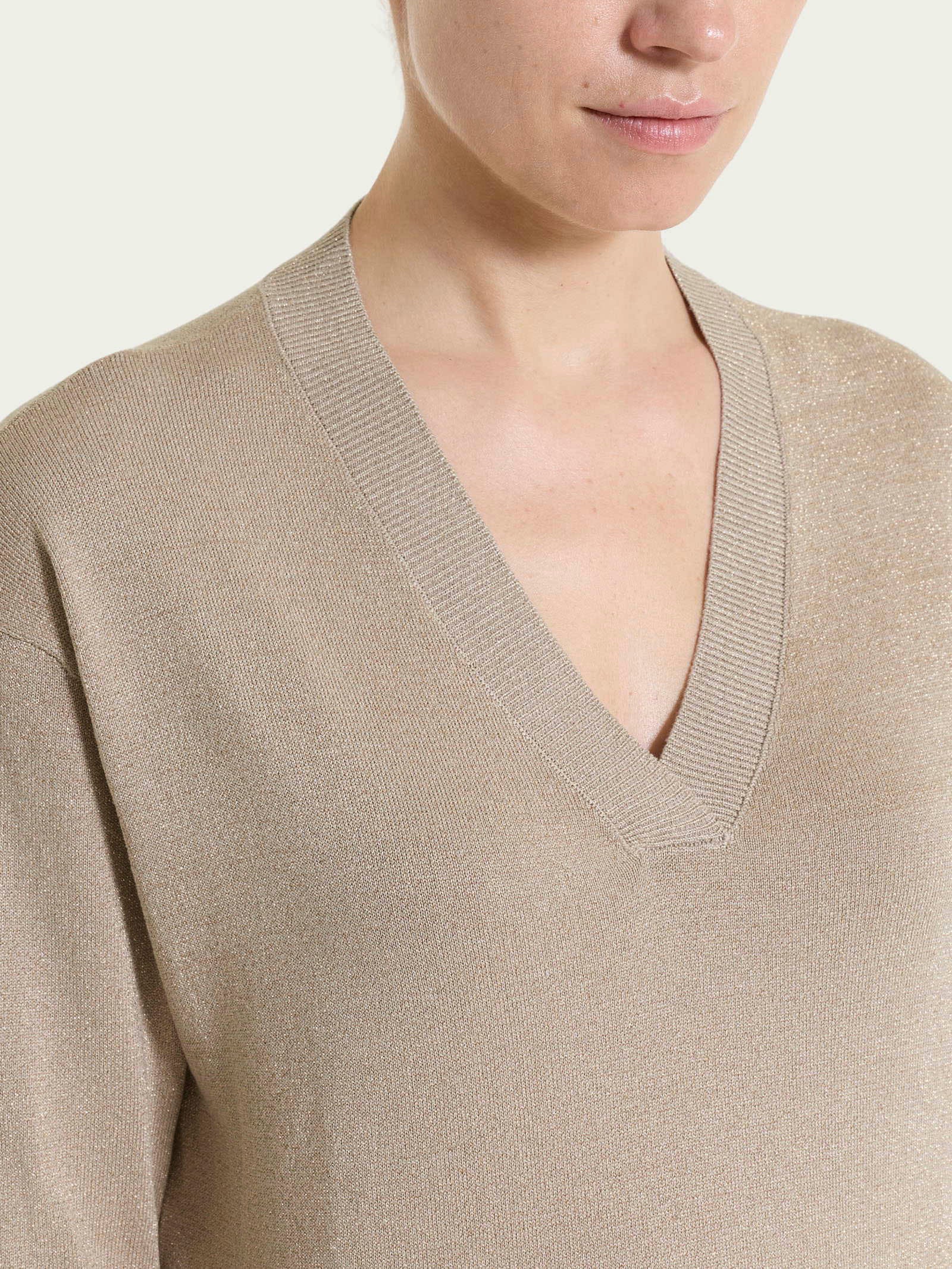 Ragno Four Seasons maglia scollo V Crockery lurex