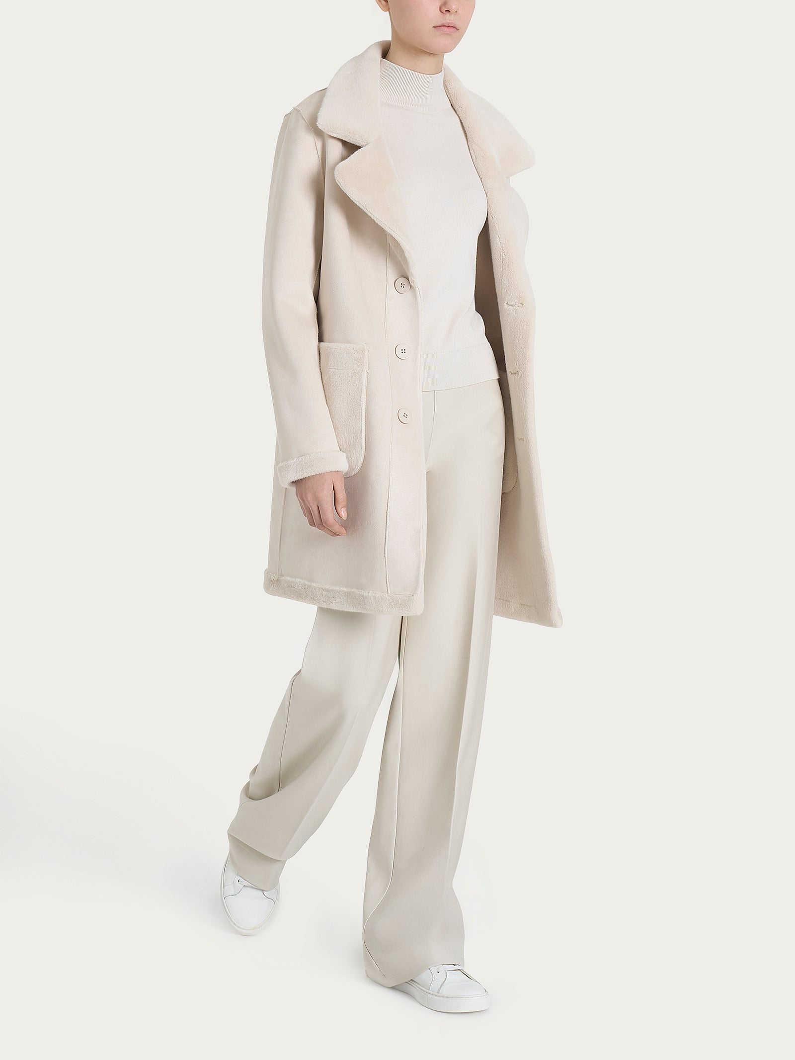Ragno Comfort cappotto corto donna double-face champignon