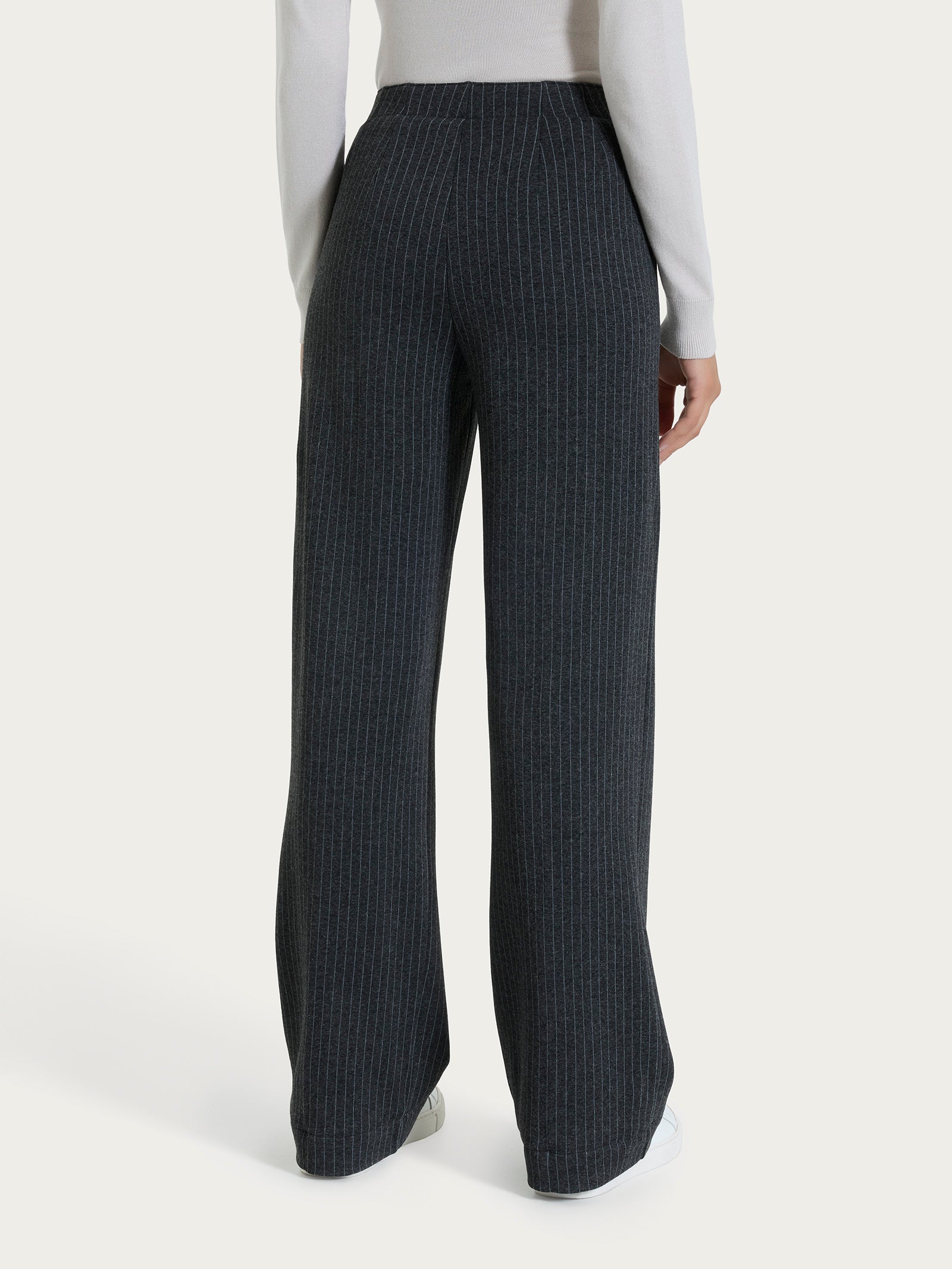 Ragno Eco Jacquard Pantalone Ampio Gessato Tasche Fant Oscuro Mel
