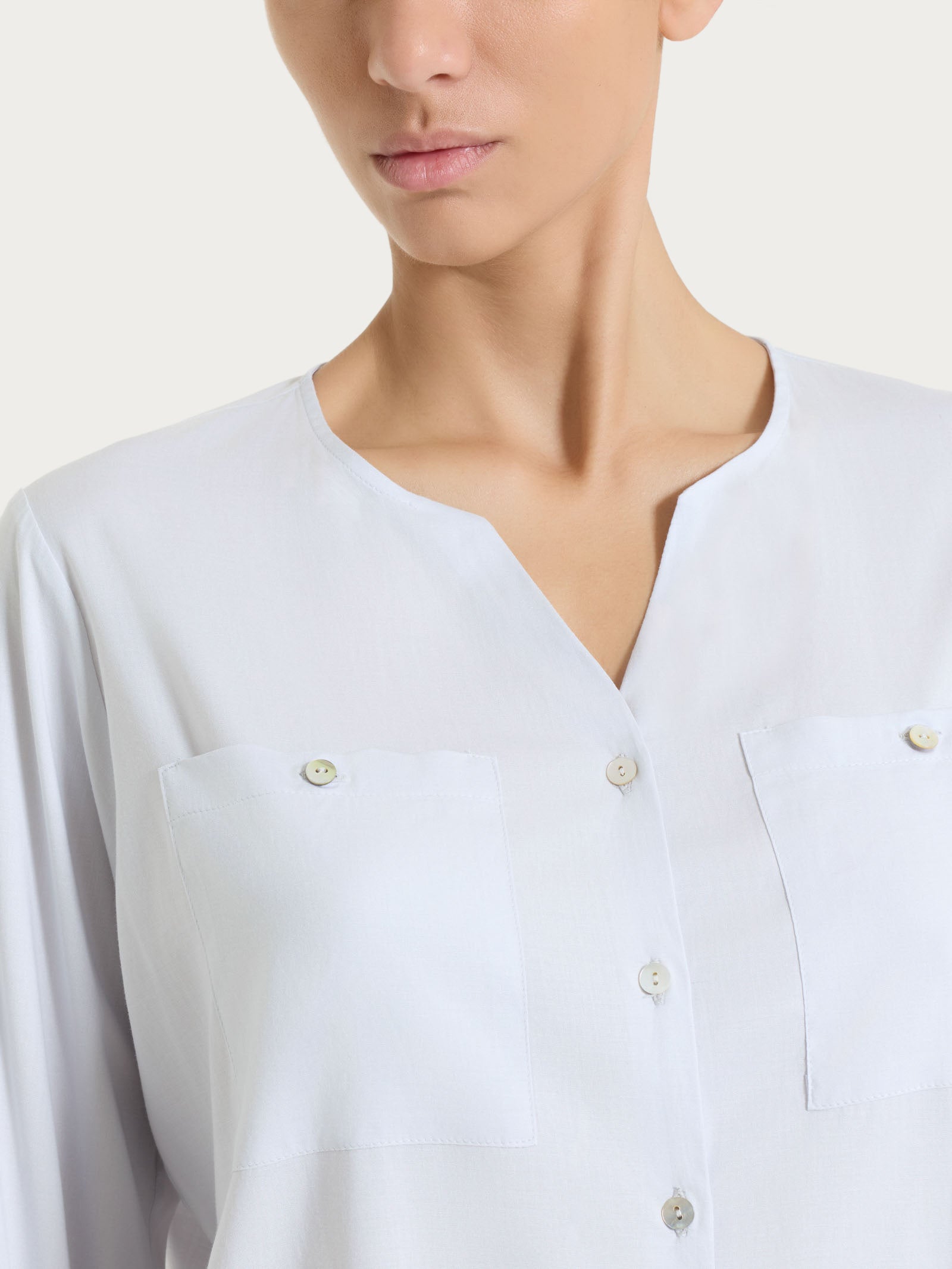 Ragno Voile Stretch camicia donna lilla manica risvoltabile