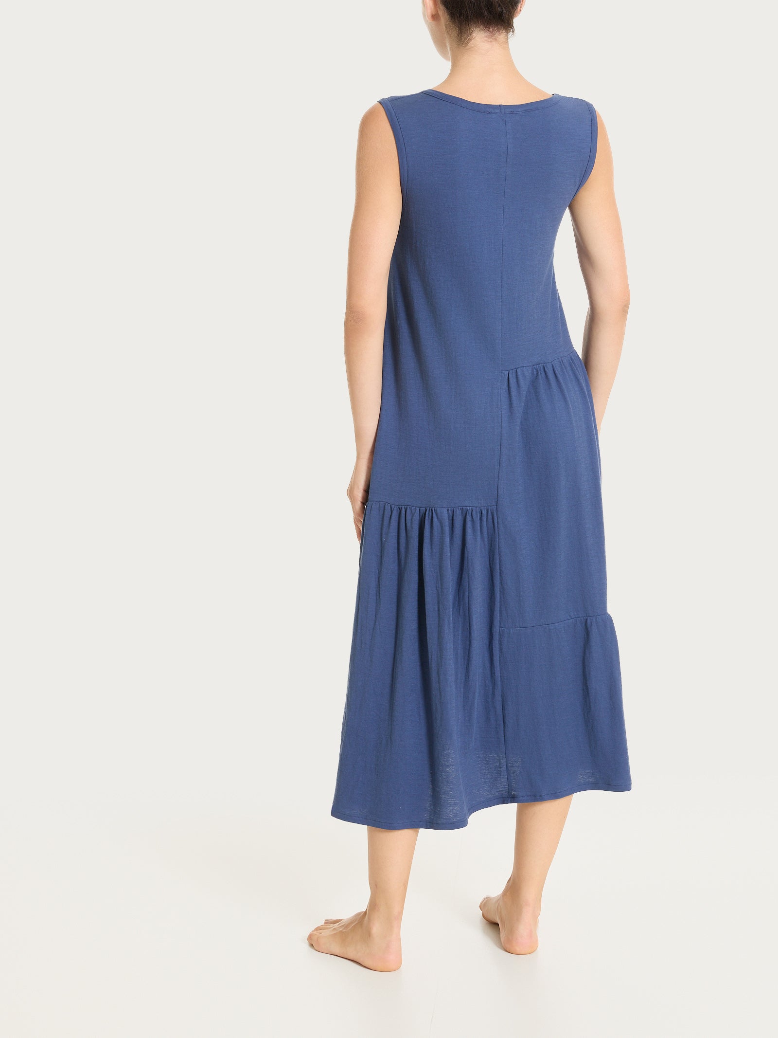 Ragno Vestito Lungo Balze Cotone Abito Oceana
