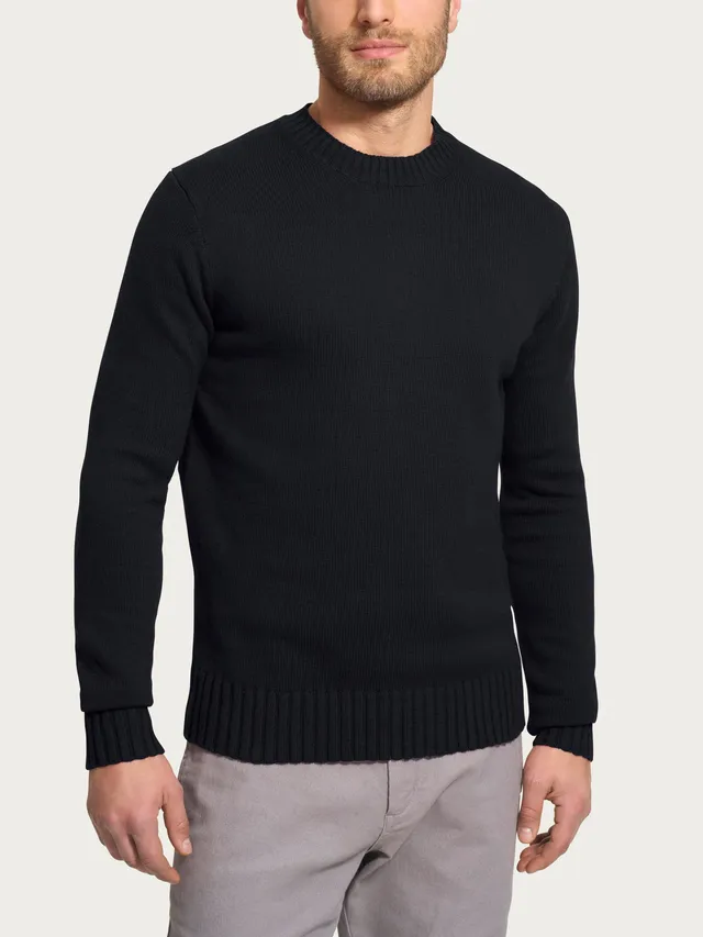 Ragno Nice Wool Pull Girocollo Uomo Nero Manica Lunga