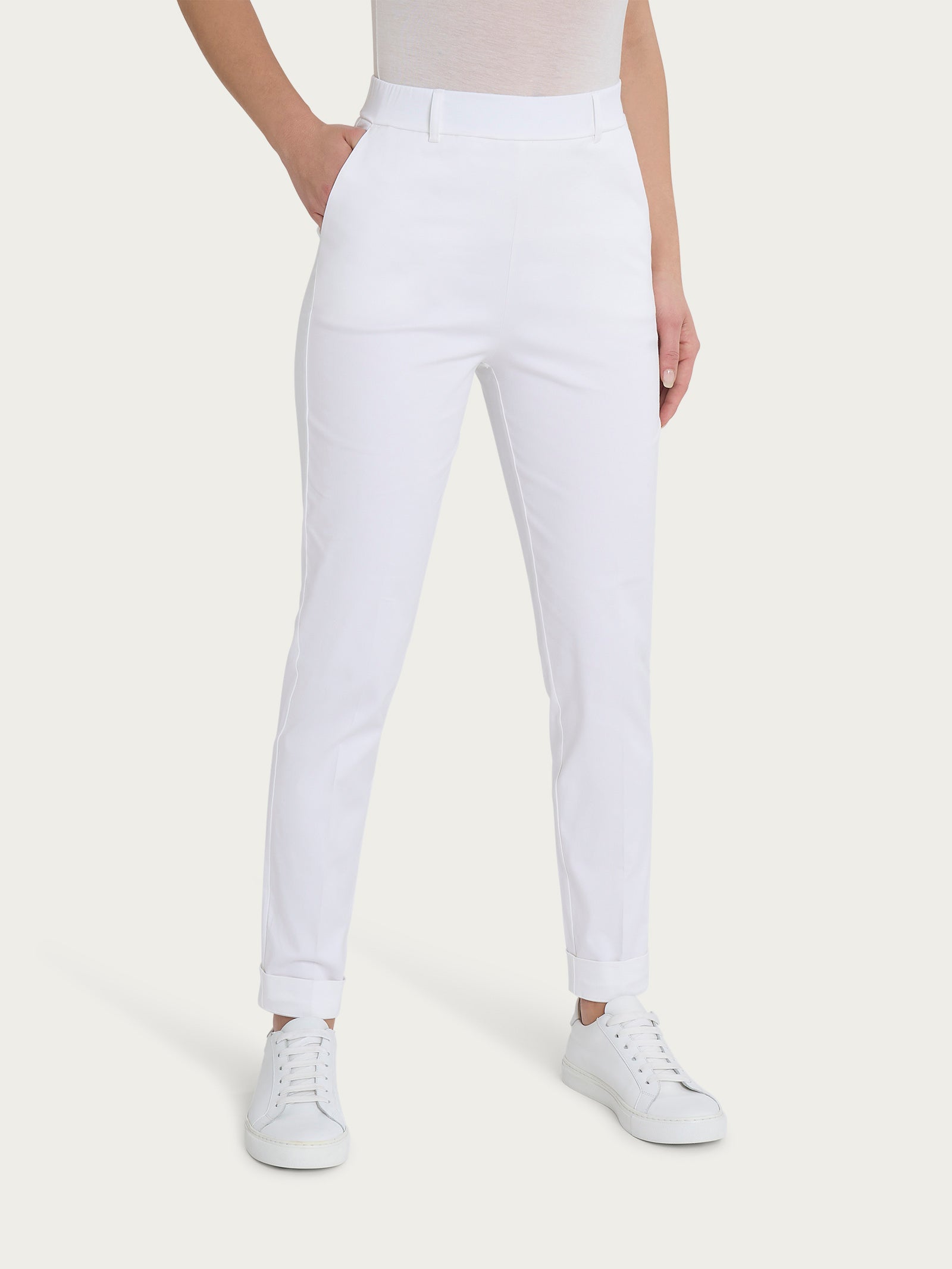 Ragno Satin Power pantalone chino slim bianco elasticizzato
