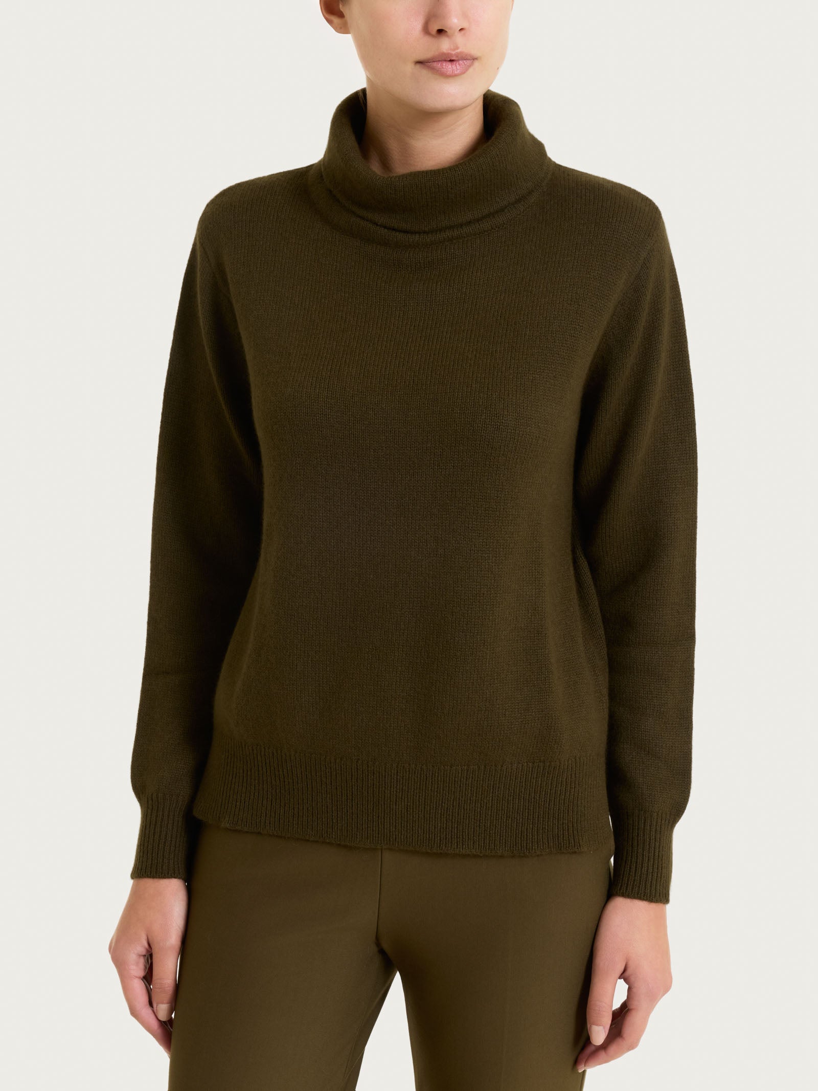 Ragno Natural Soft Maglia Collo Ciambella Dark Olive Boxy