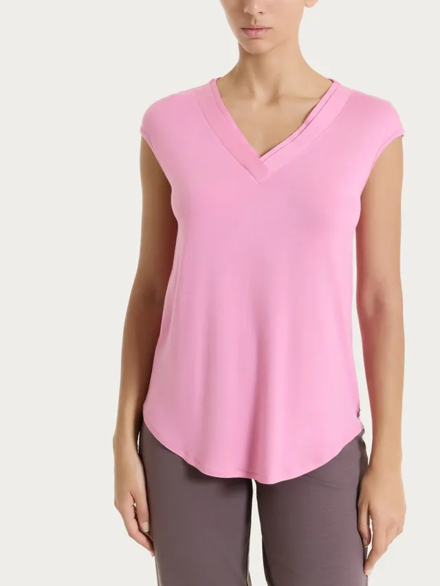 Ragno Viscosa Summer maglietta scollo V incrociato rosa