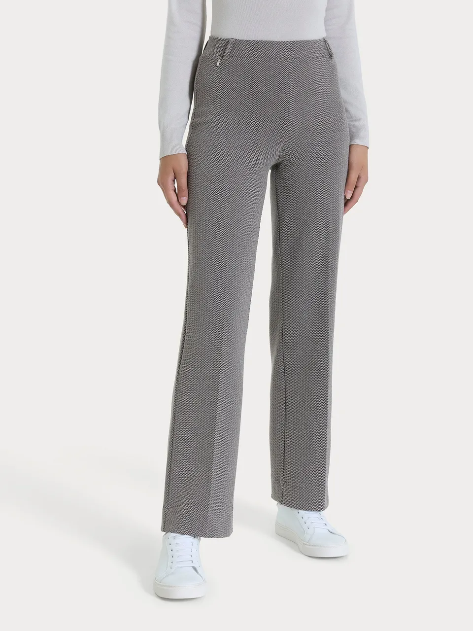 Ragno Pret-a-Porter Pantalone Ampio Chocolate spina pesce