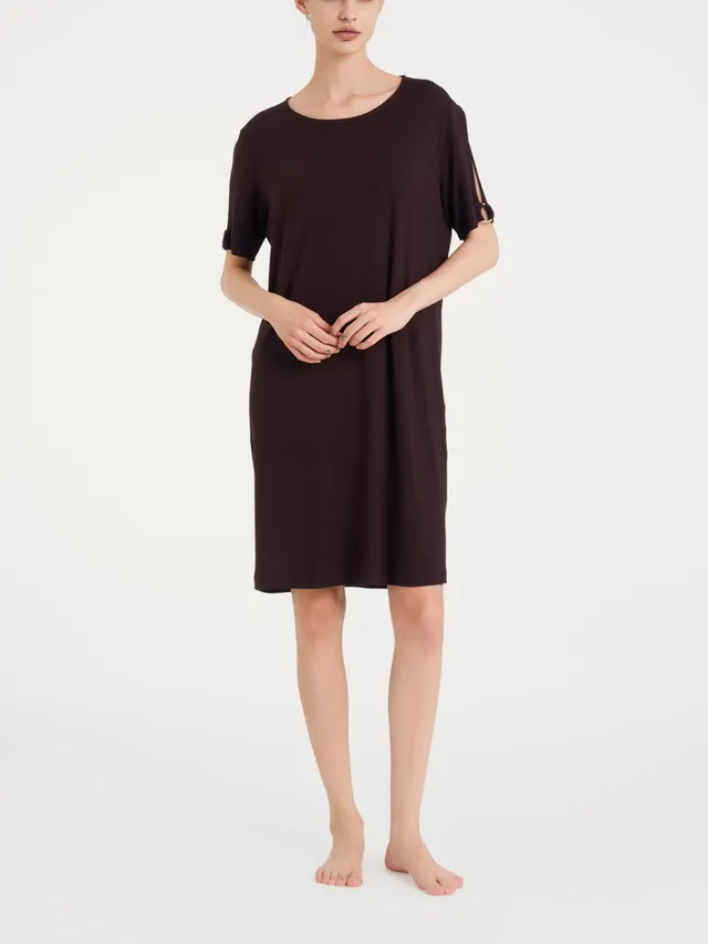 Ragno Viscosa Summer vestito maniche corte chicory coffee