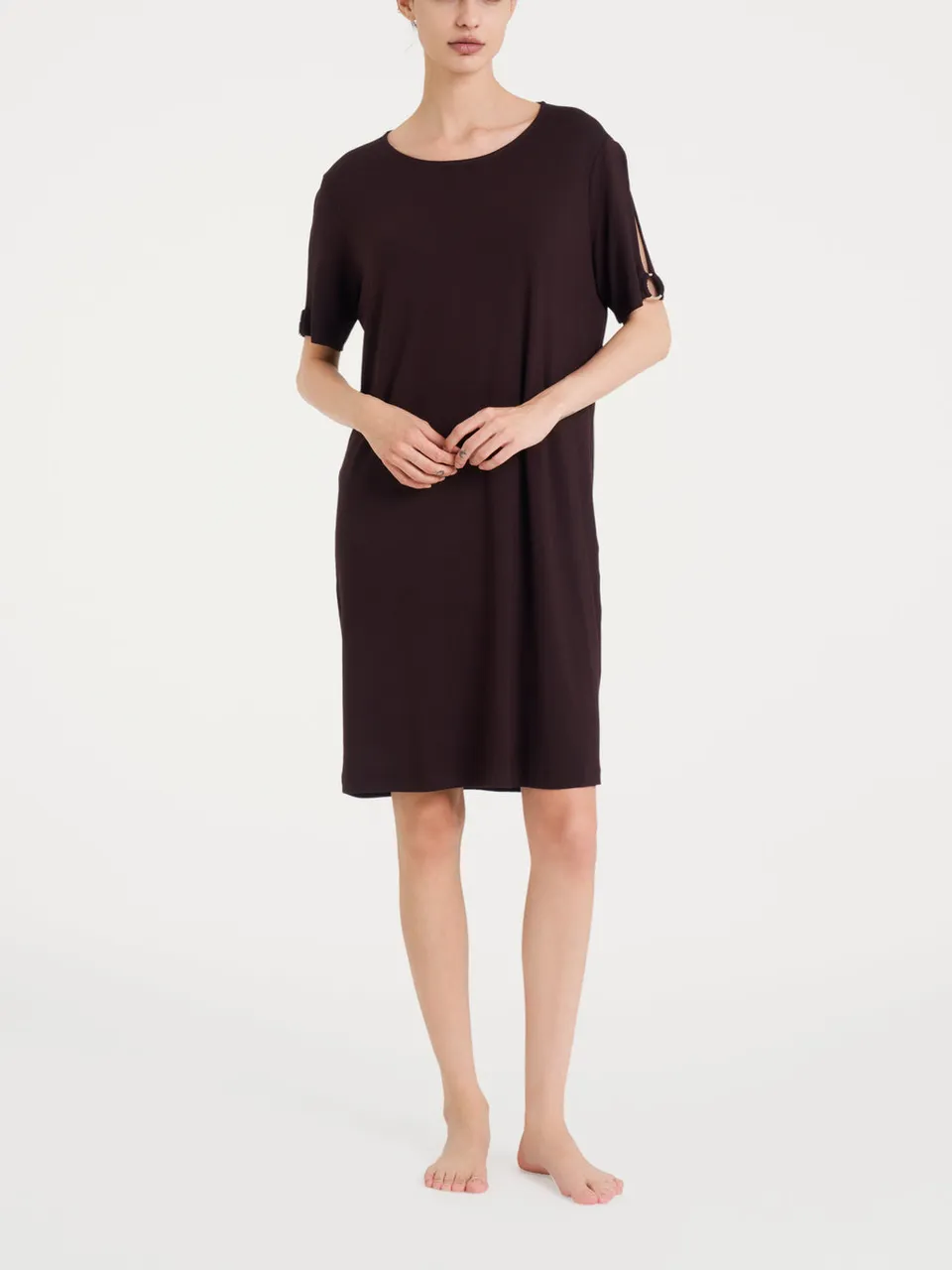 Ragno Viscosa Summer vestito maniche corte chicory coffee