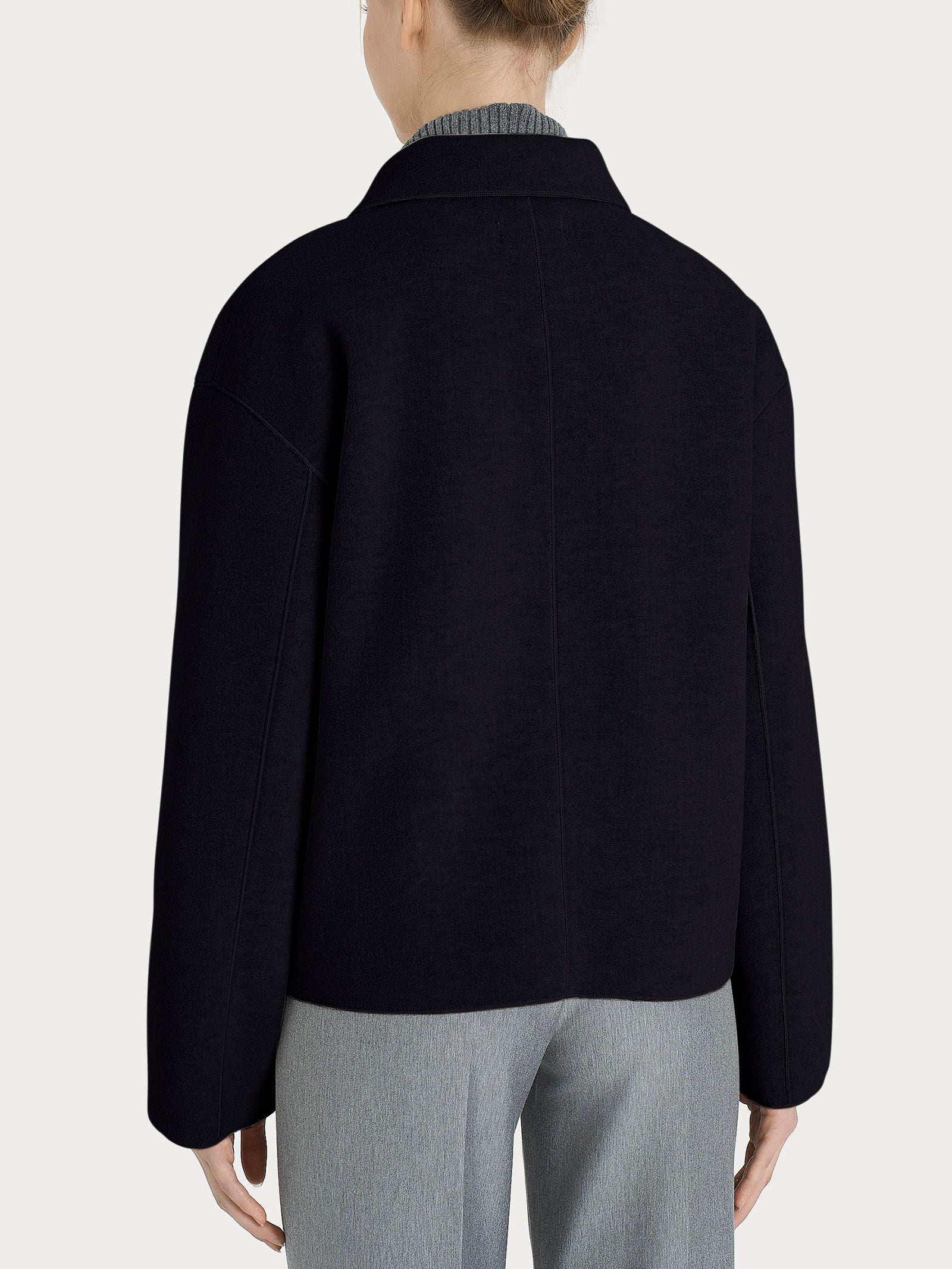Ragno Vegan Wool Collo Camicia giacca nera calda