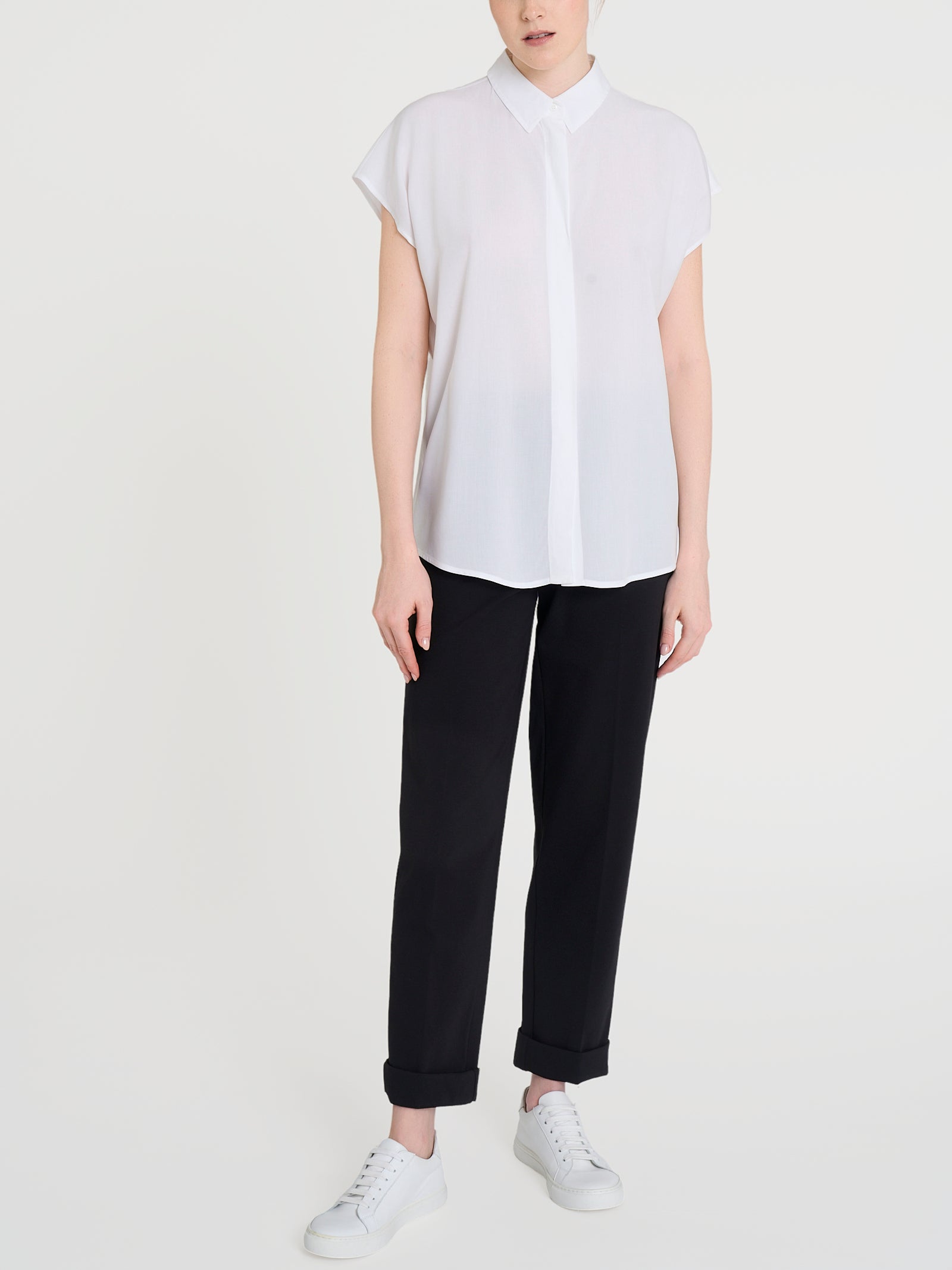 Ragno EcoSeta Kimono camicia manica corta bianca bottoni