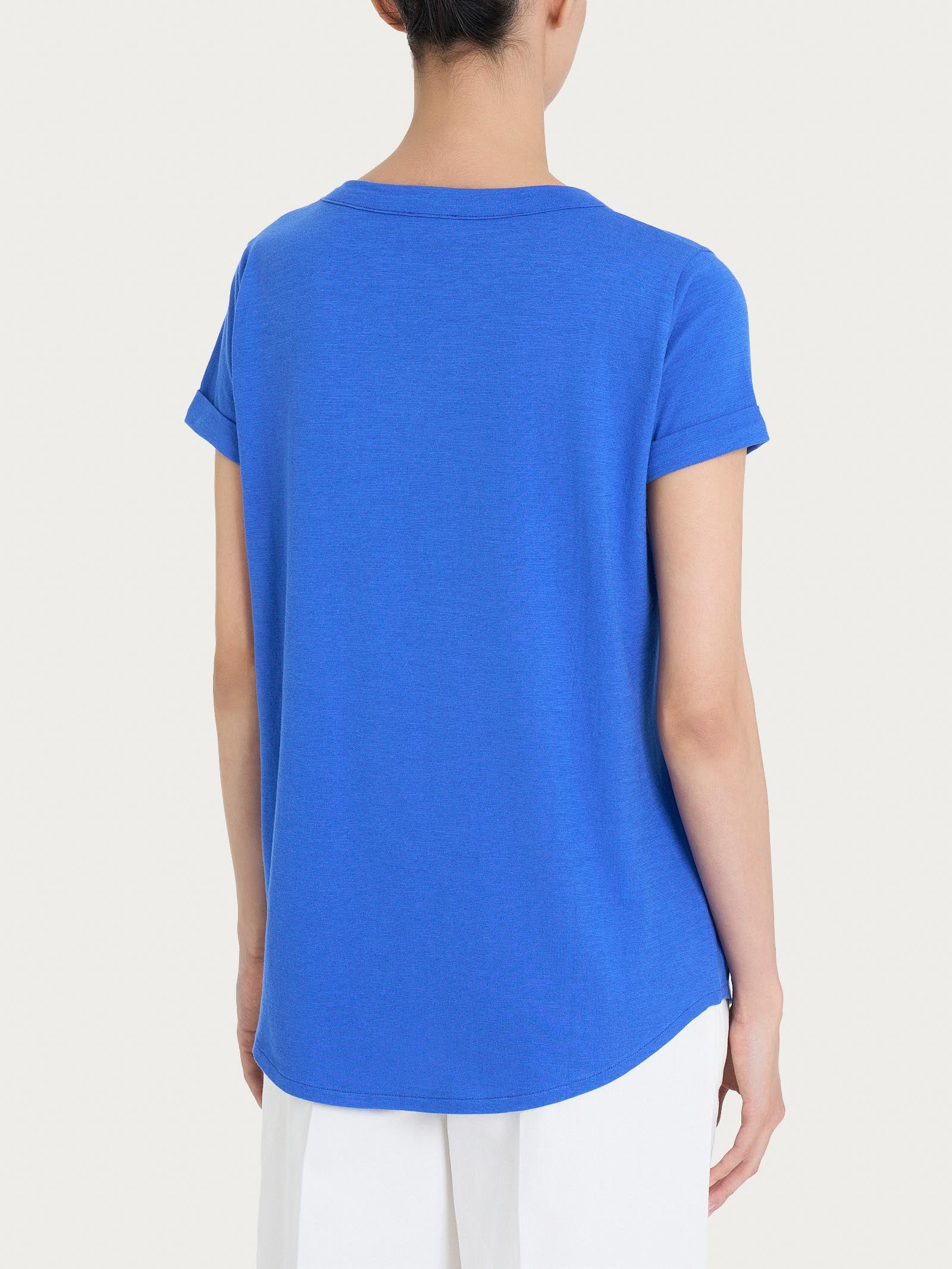 Ragno Slub Maglietta Donna Dazzling Blue scollo a V cotone