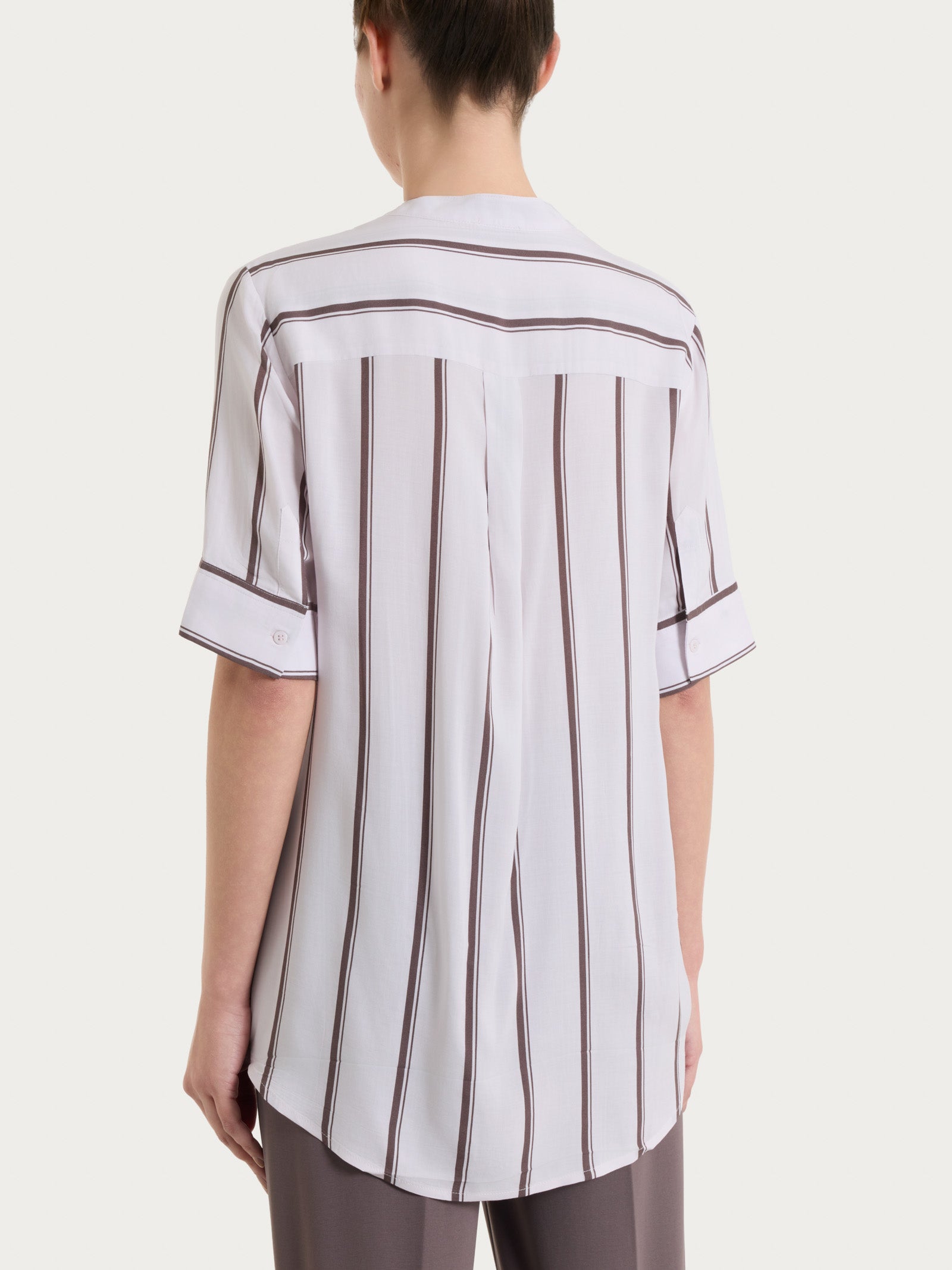 Ragno EcoSeta Blusa Manica Corta Plum Truffle a Righe
