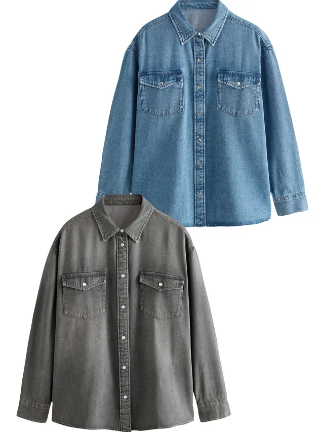 Next The Set Camicie Jeans Donna 2 Pezzi Cotone