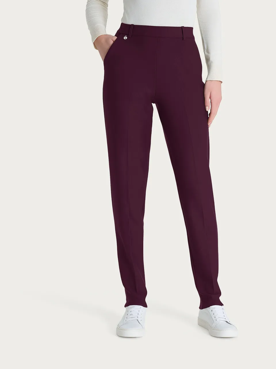 Ragno Compact Chino Pantalone Viola con Tasche