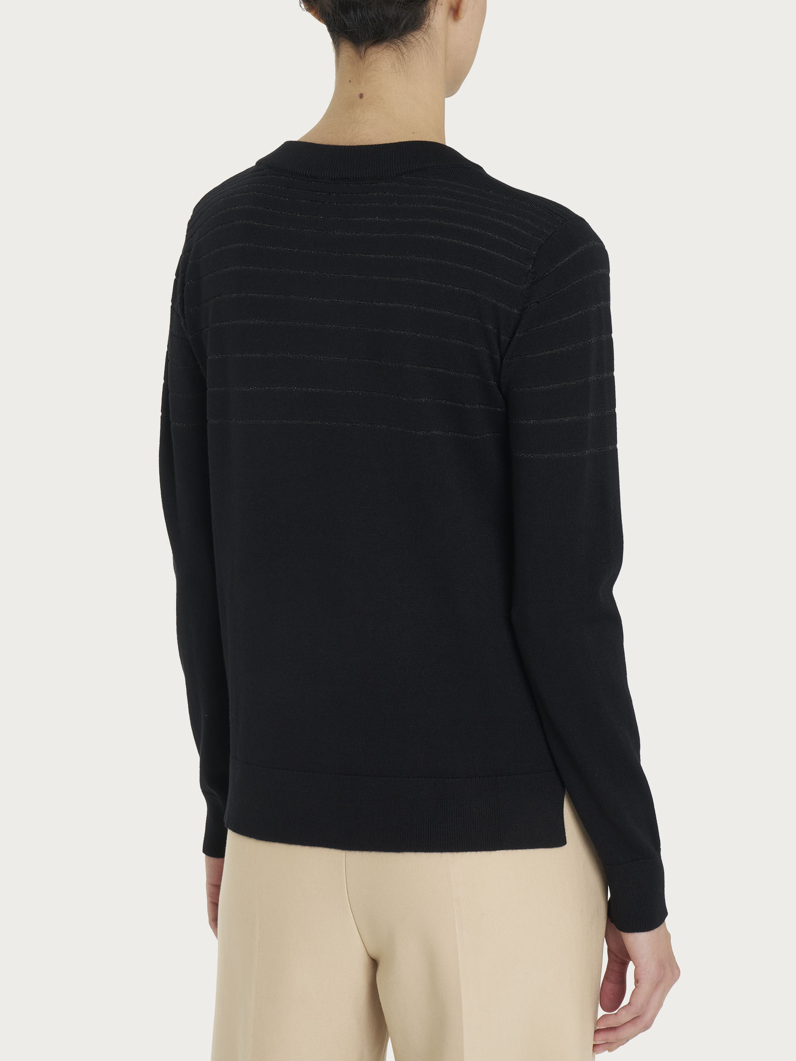 Ragno Four Seasons Girocollo maglia nera lurex righe