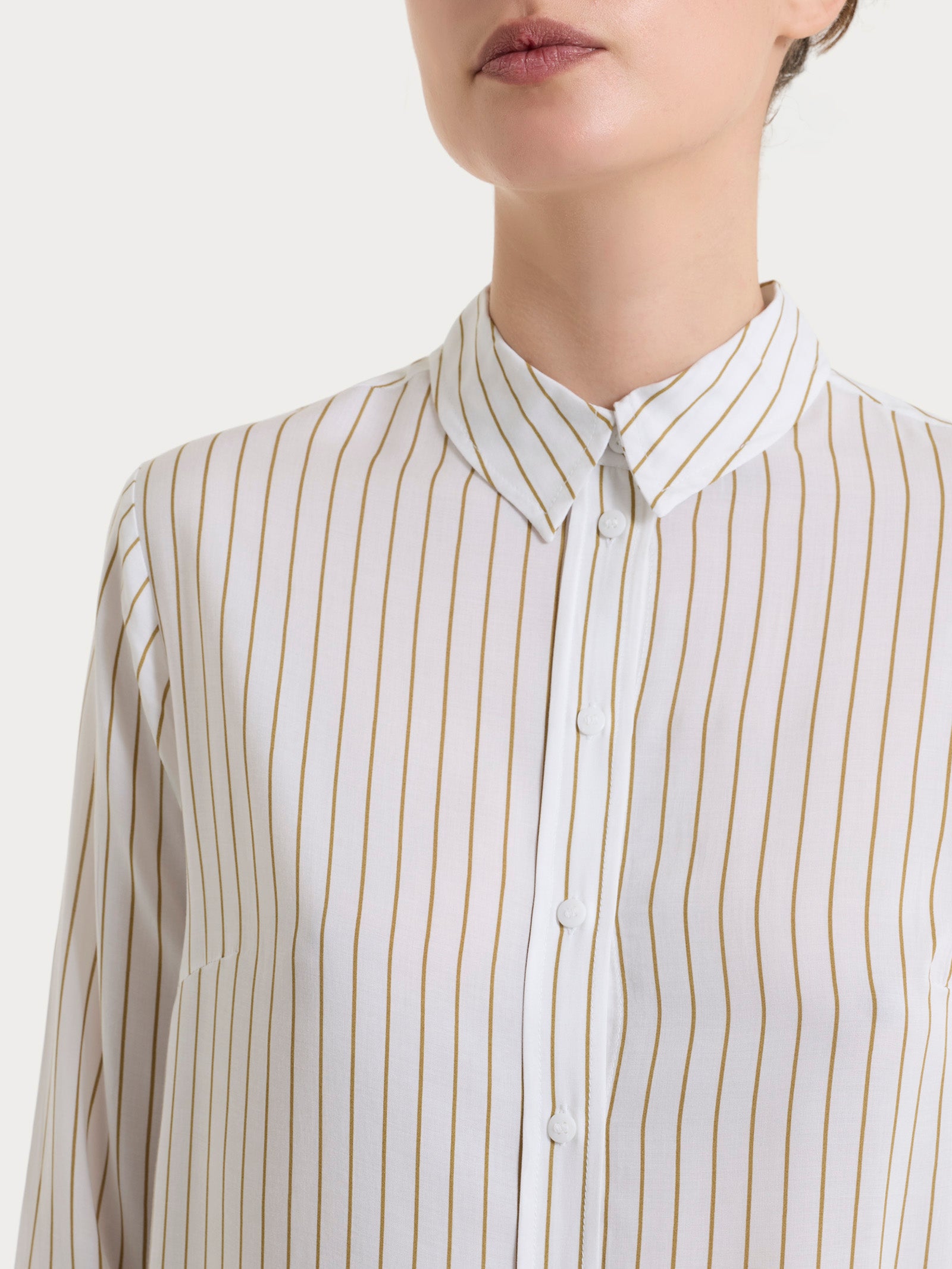 Ragno EcoSeta camicia righe fantasia white manica lunga