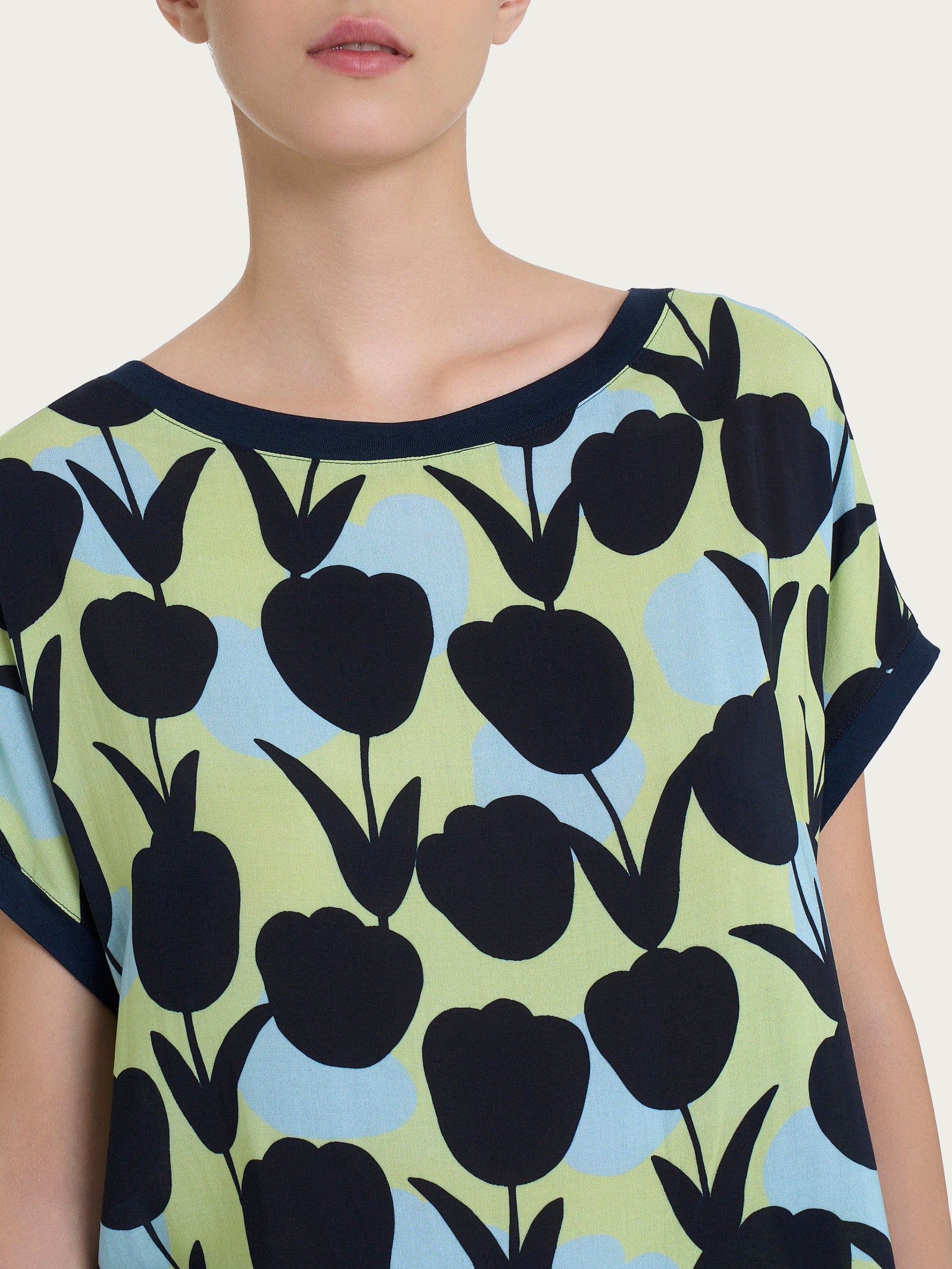 Ragno Viscosa Summer Girocollo t-shirt donna tulipani Shadow Lime