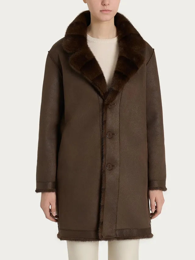 Ragno Vegan Fur Cappotto Double-Face Chocolate Torte Revers