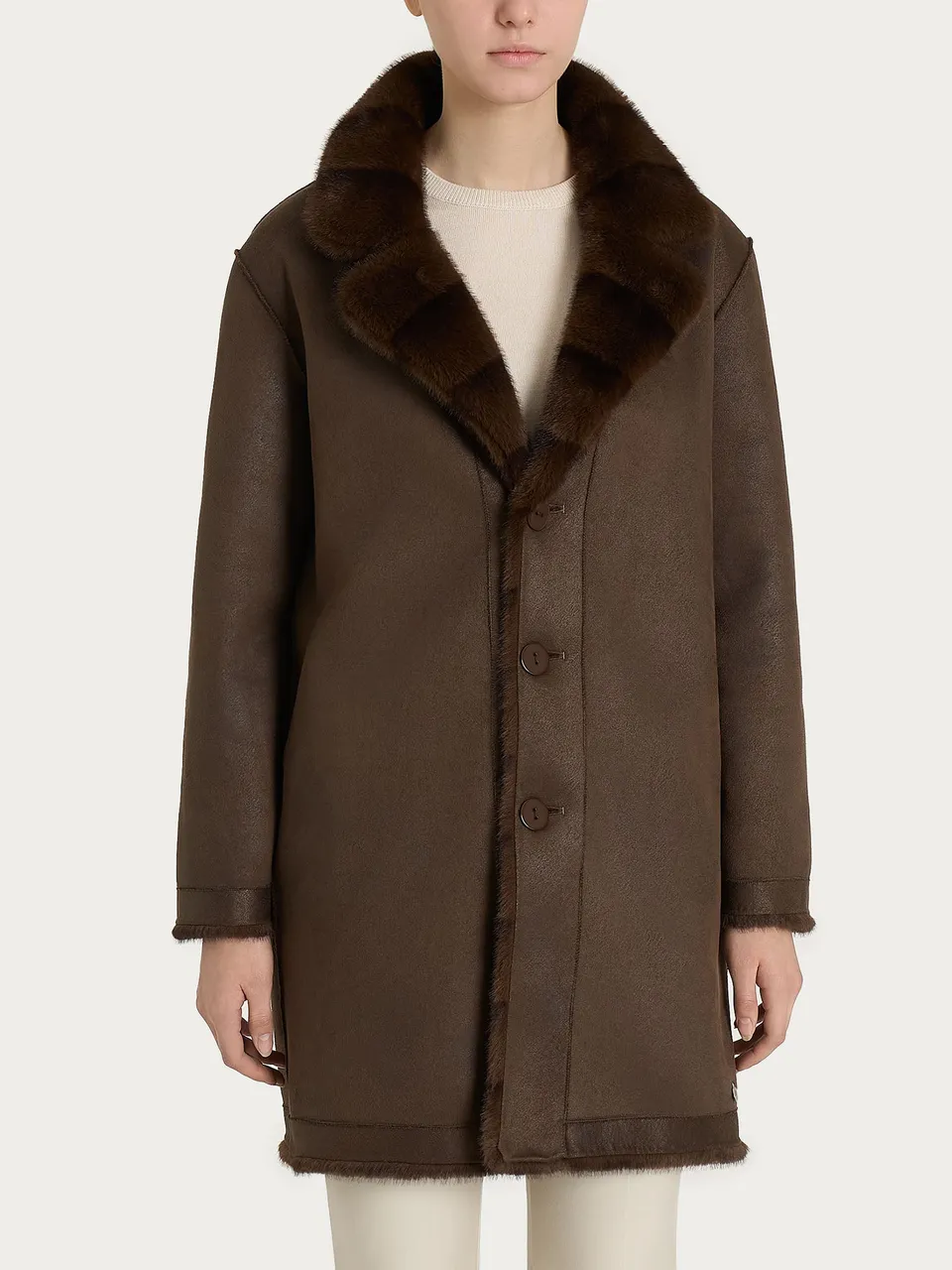Ragno Vegan Fur Cappotto Double-Face Chocolate Torte Revers