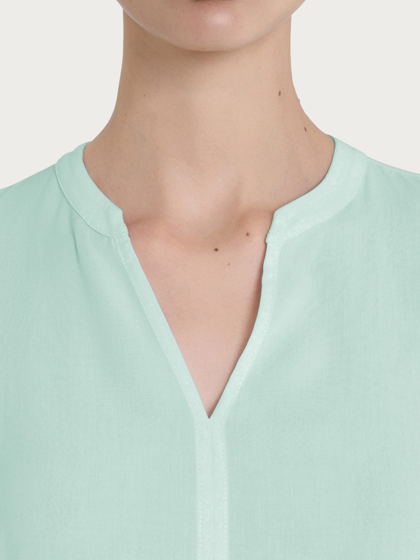 Ragno EcoSeta blusa collo coreana 3/4 Bird's Egg Green viscosa