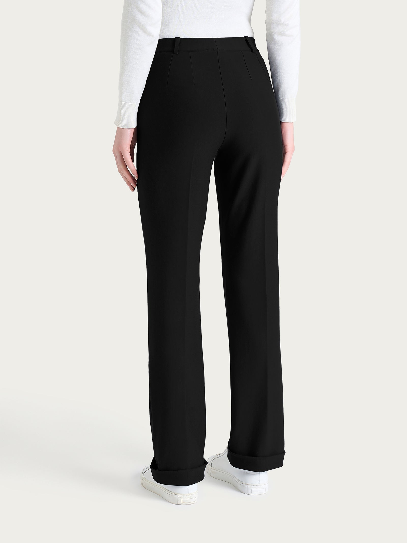 Ragno Compact pantalone ampio tasche nero gamba larga