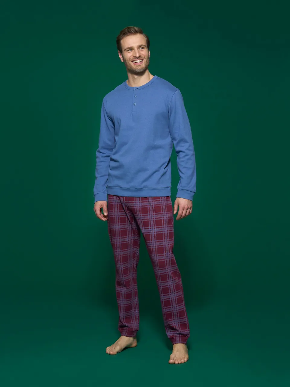 Ragno Sport Pigiama Lungo Serafino Cotone Fant. Zinfandel