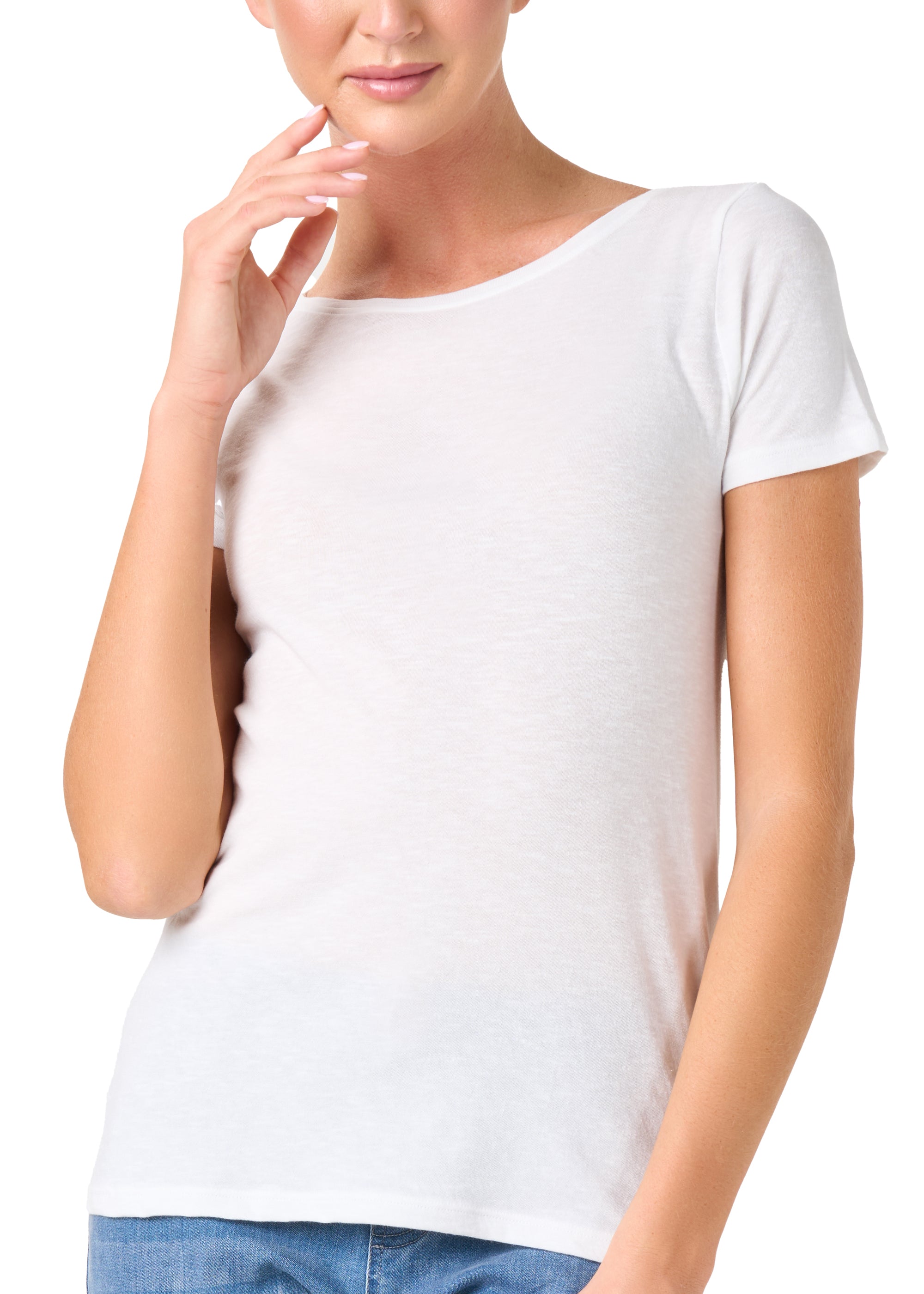 Philippe Matignon T-Shirt Leger Scollo Barchetta Maglia Lino e Cotone