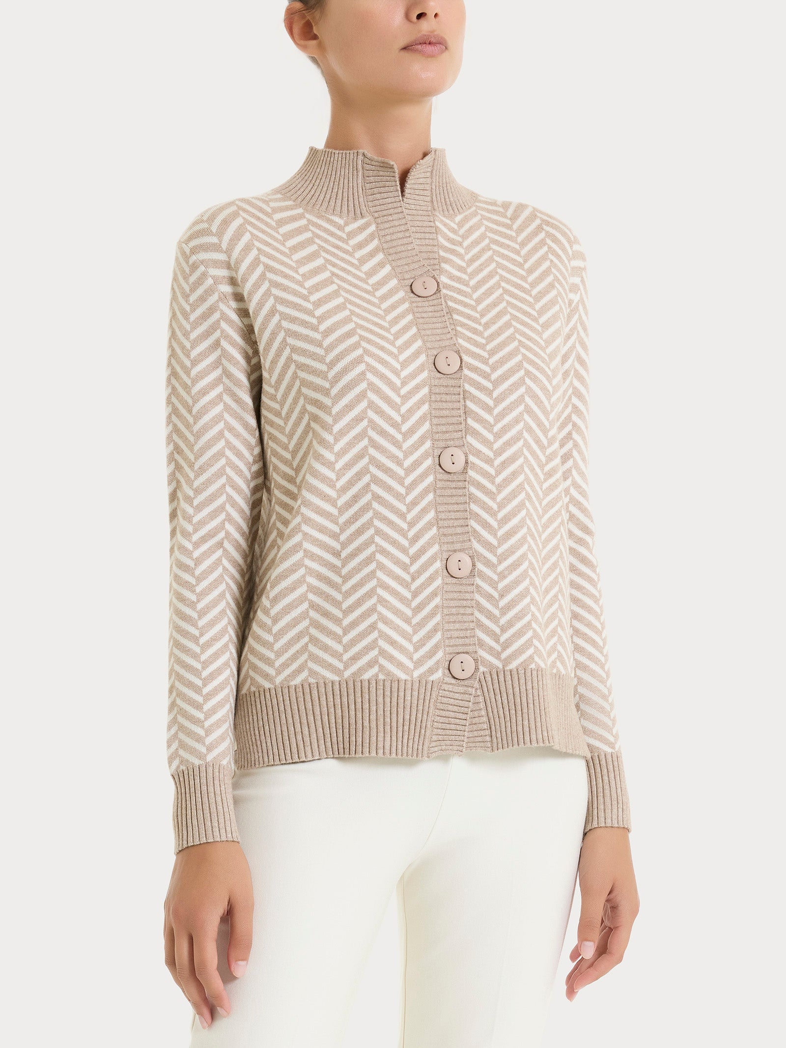 Ragno Super Soft Cardigan Corto Spigato Cammello Mel