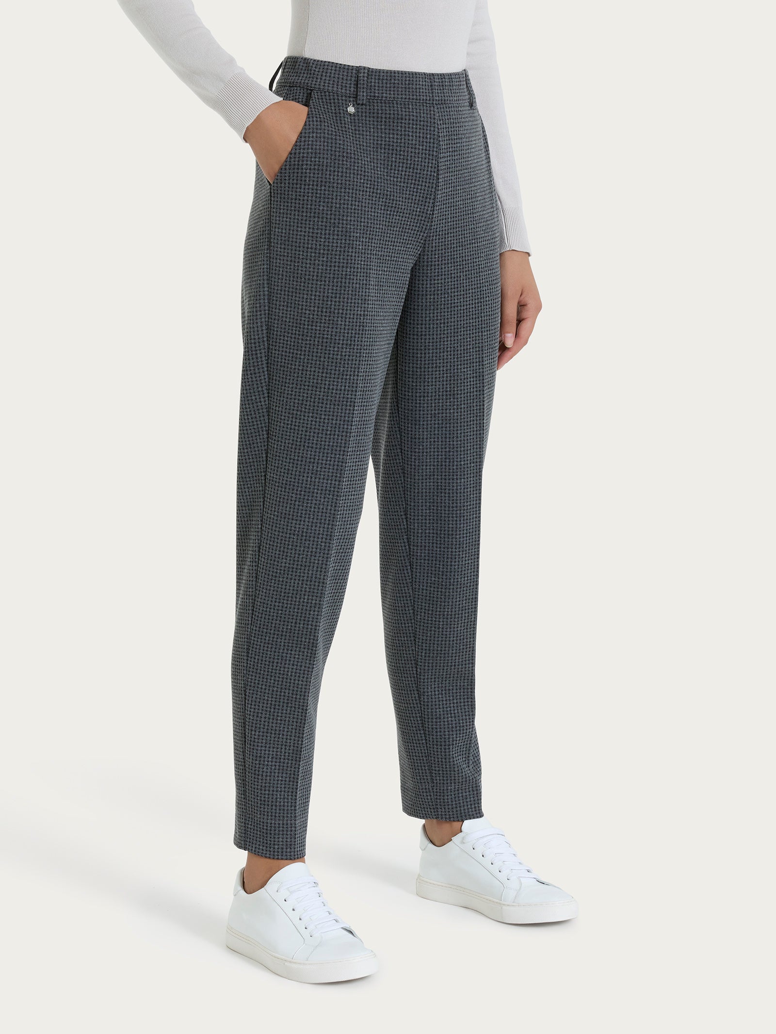 Ragno Compact pantalone chino slim micro check Ardesia Mel jacquard