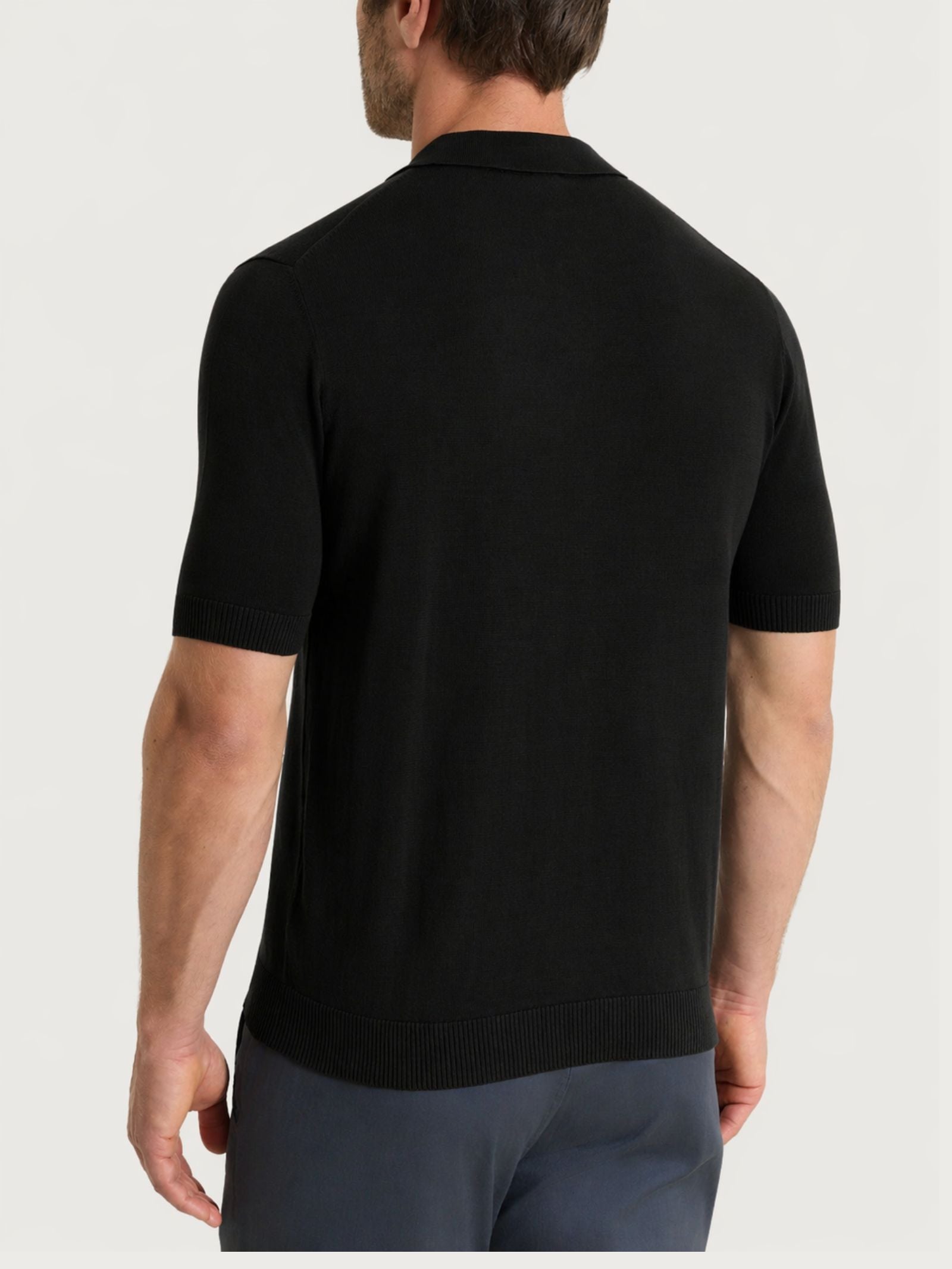 Ragno Puro Cotone Polo Manica Corta Uomo Nero