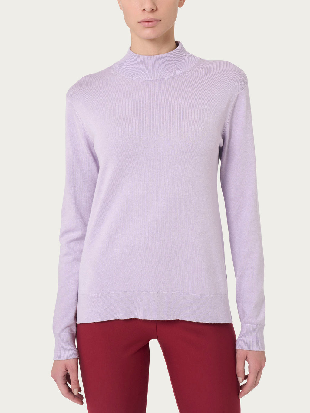 Ragno Four Seasons Mock Neck maglia rosa viscosa