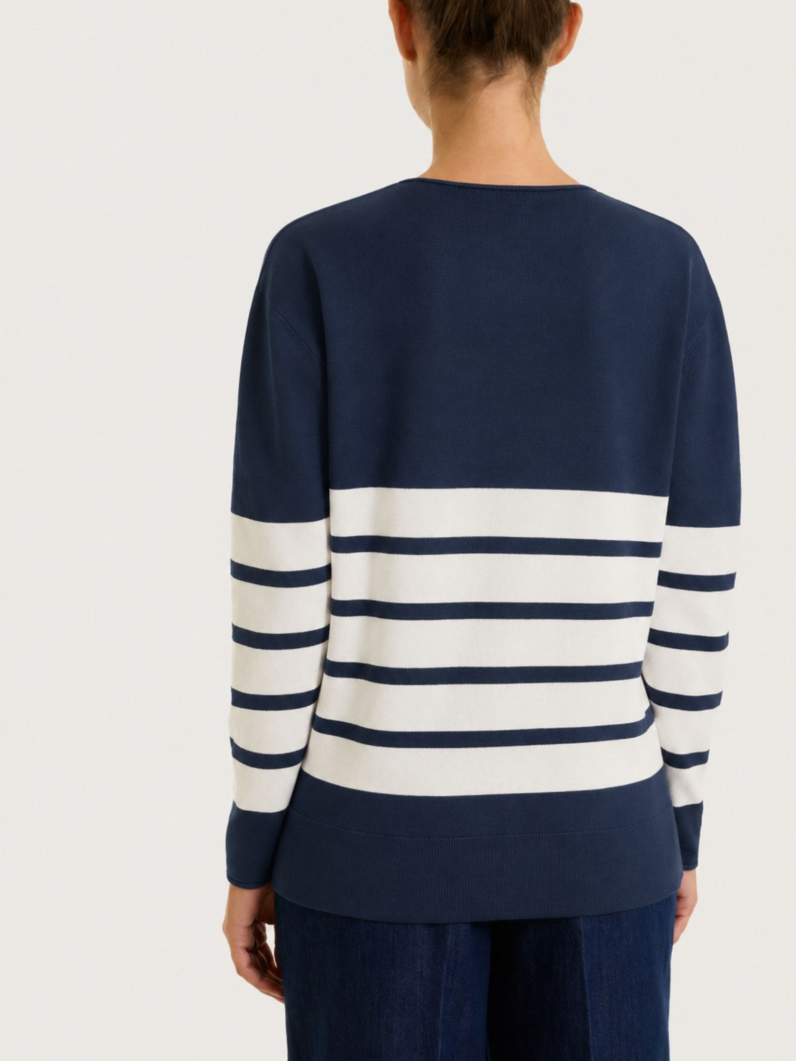 Ragno Four Seasons Maglia Girocollo Righe Winter Basic Bleu viscosa
