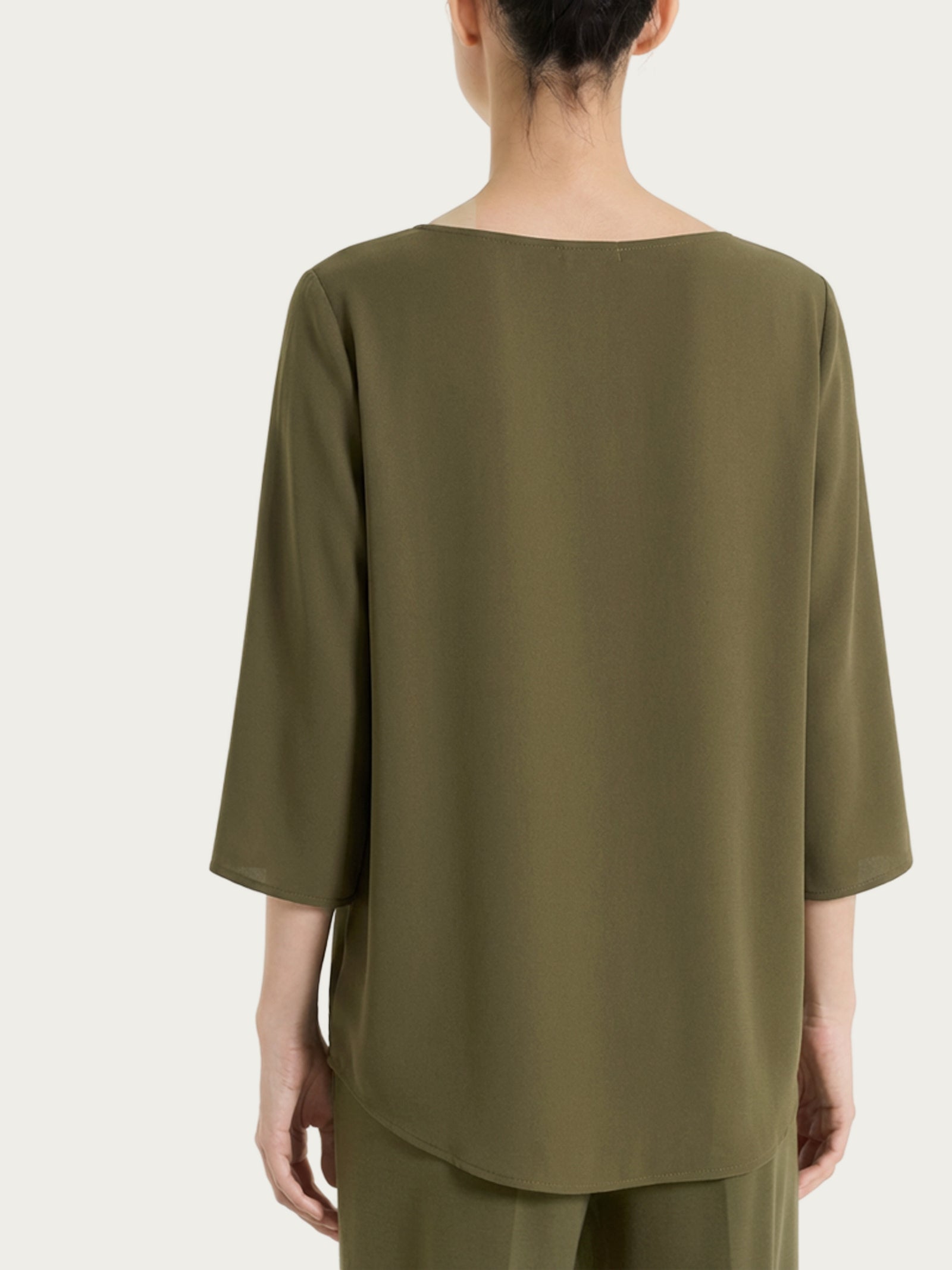 Ragno Voile Stretch blusa Dark Olive manica kimono barchetta