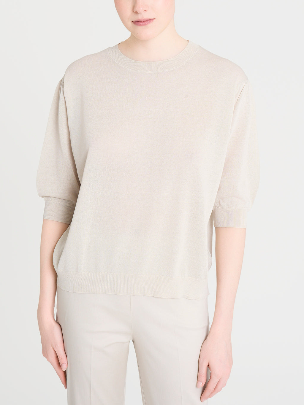 Ragno Crêpe sweater manica palloncino beige traspirante