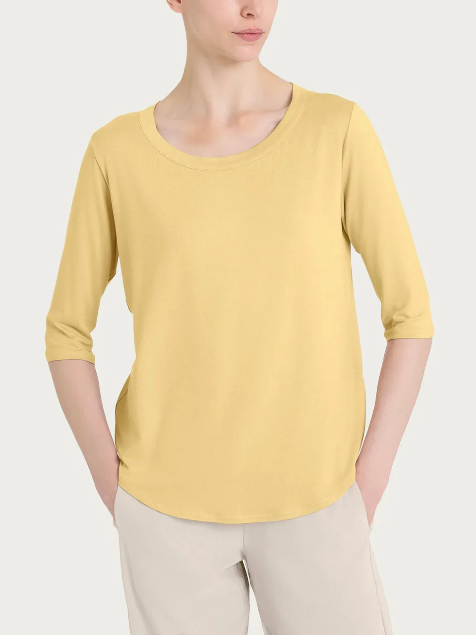 Ragno Viscosa Summer maglietta donna Pale Banana viscosa elasticizzata