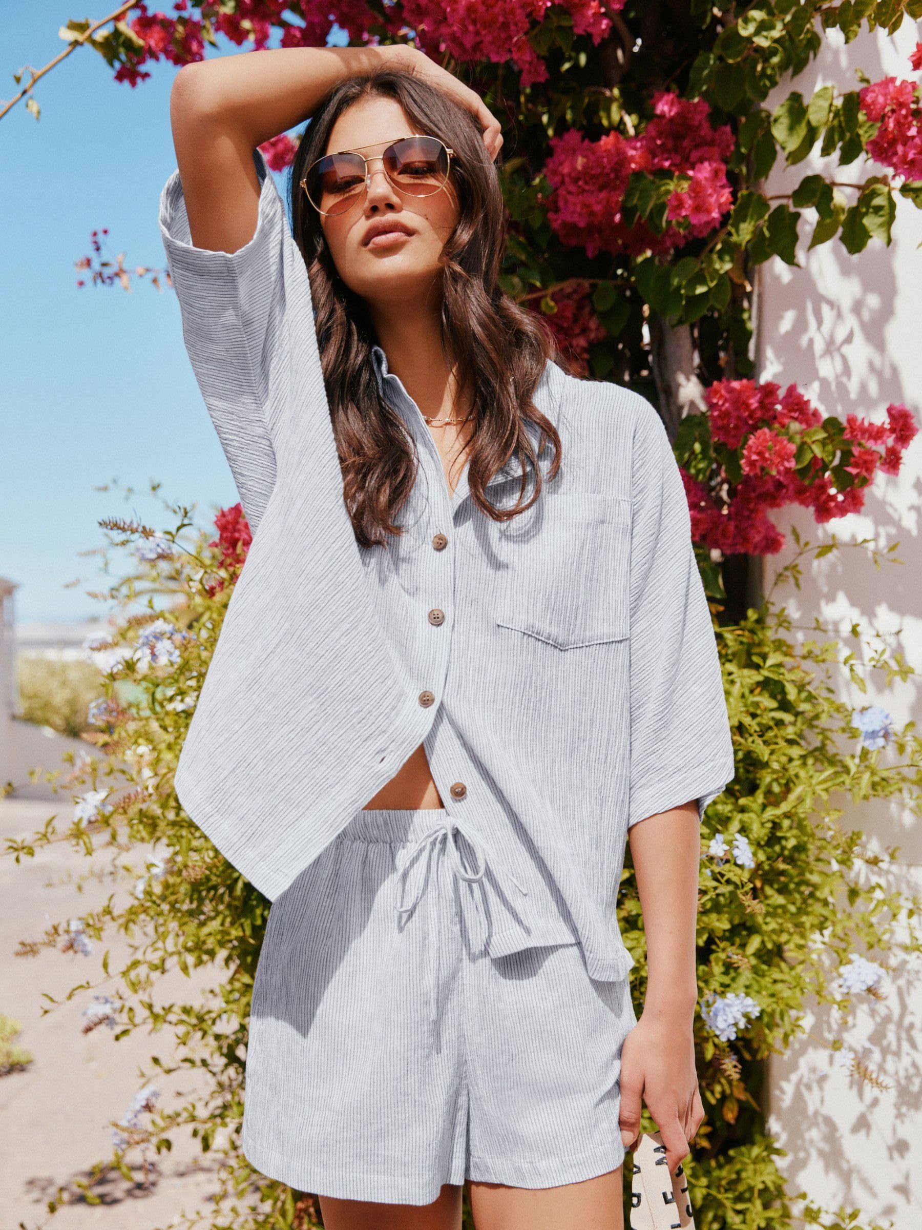 NEXT camicia lino maniche corte donna vestibilità comoda