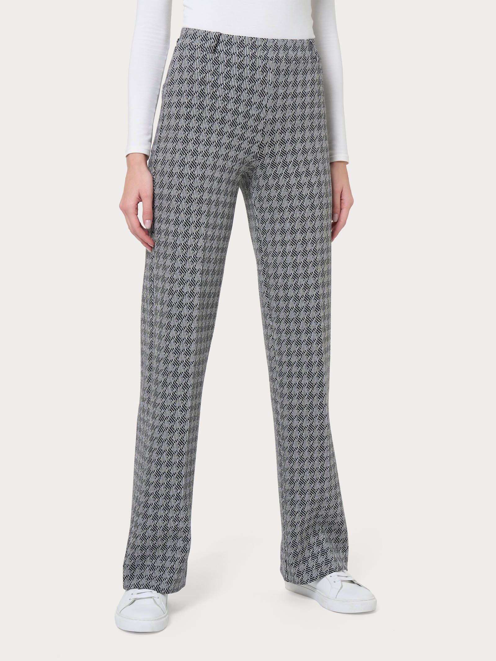 Ragno Eco Jacquard pantalone pied de poule nero