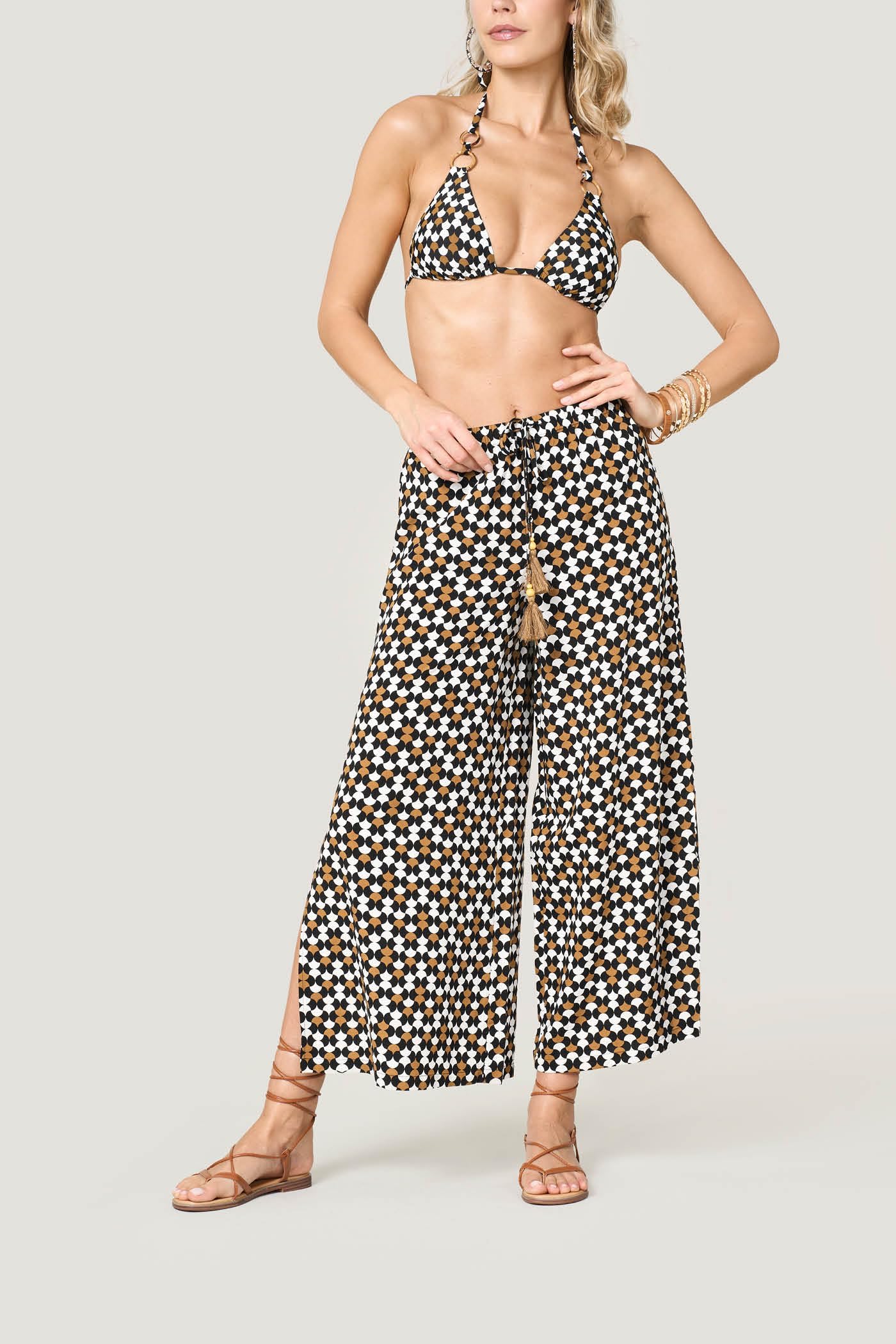 Goldenpoint Twist Pantaloni Lunghi Copricostume Viscosa Multicolor