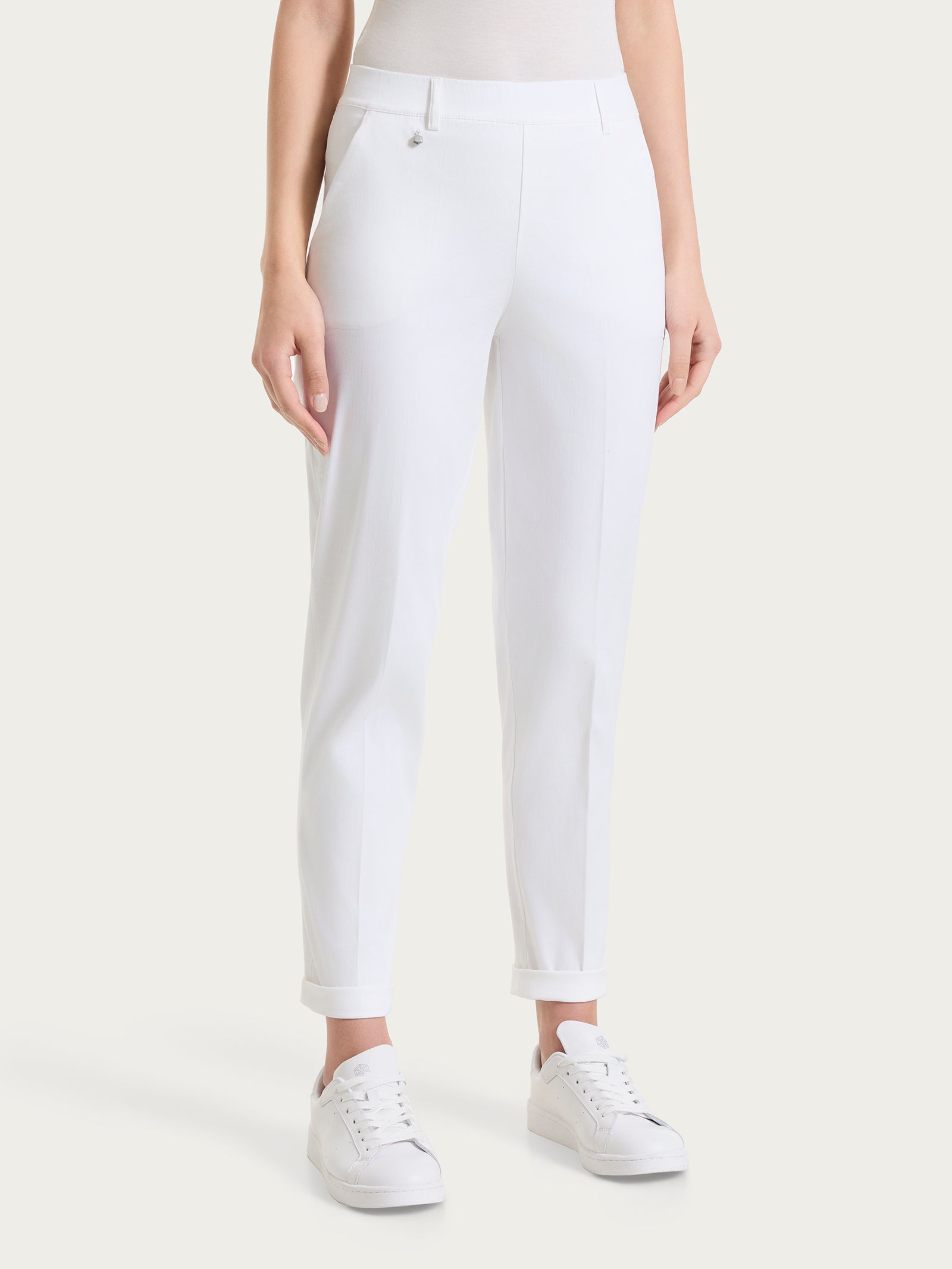 Ragno Satin Power pantalone chino slim con tasche Bianco cotone