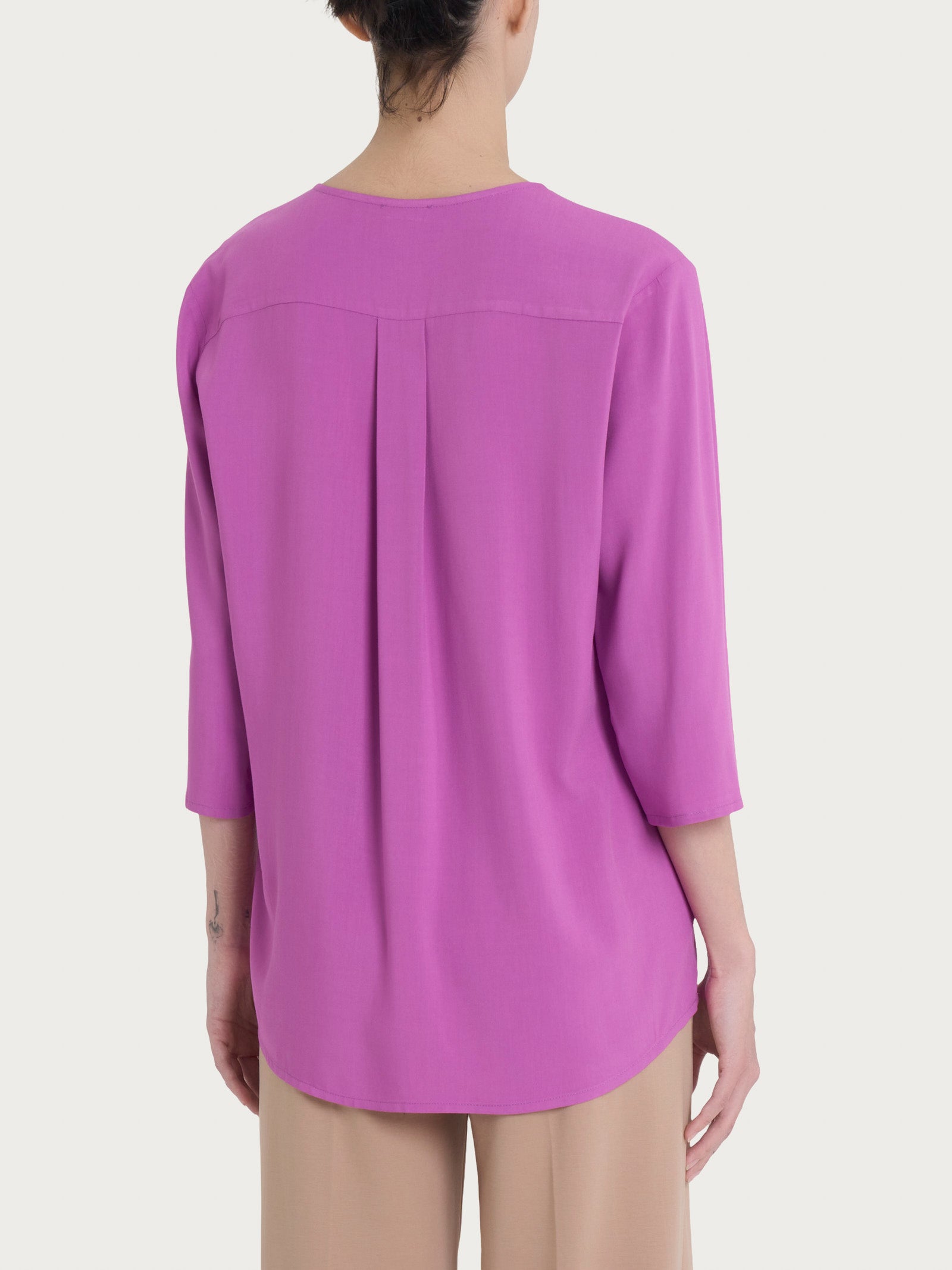 Ragno EcoSeta blusa scollo V manica 3/4 Cattleya Orchid fluida