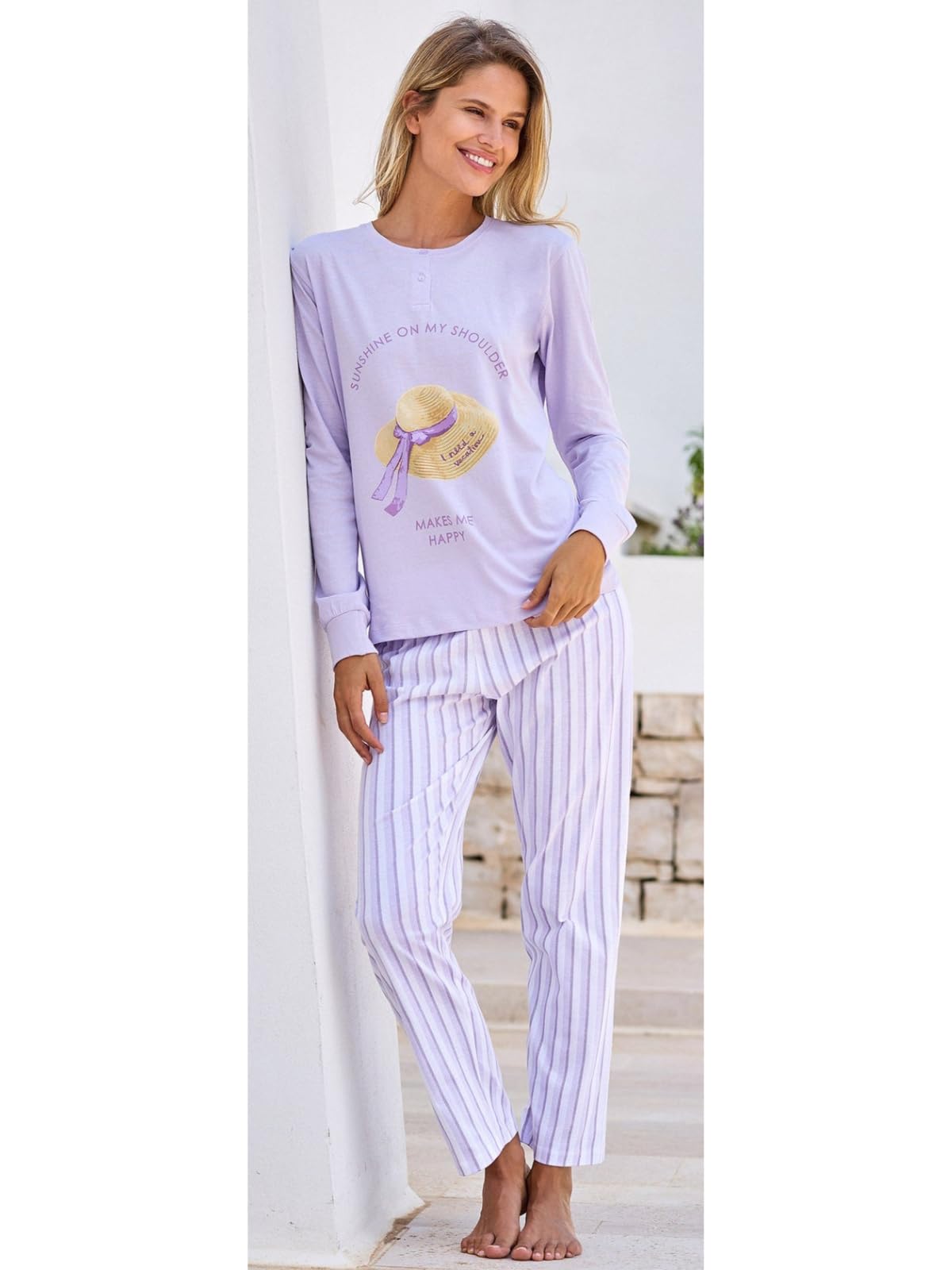 Lady C Pigiama Donna Cotone Leggero Estivo Fantasia